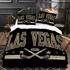 Vegas Golden Knights Hockey Duvet Cover Quilt Case Pillowcase Bedding Set Without Filler