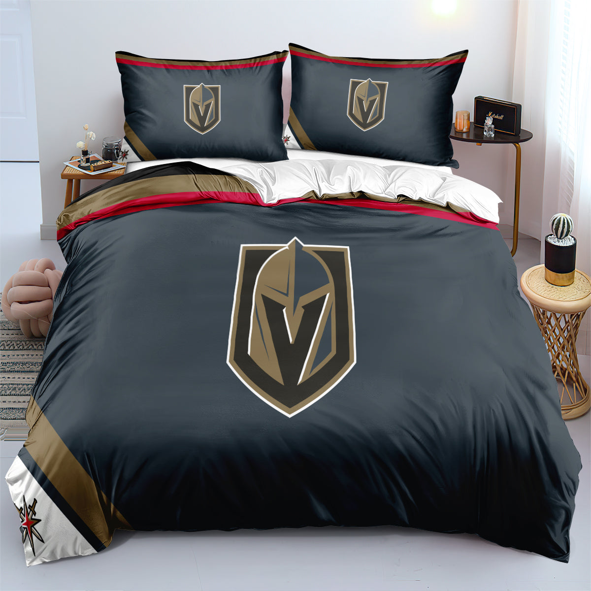 Vegas Golden Knights Hockey League Duvet Cover Quilt Case Pillowcases