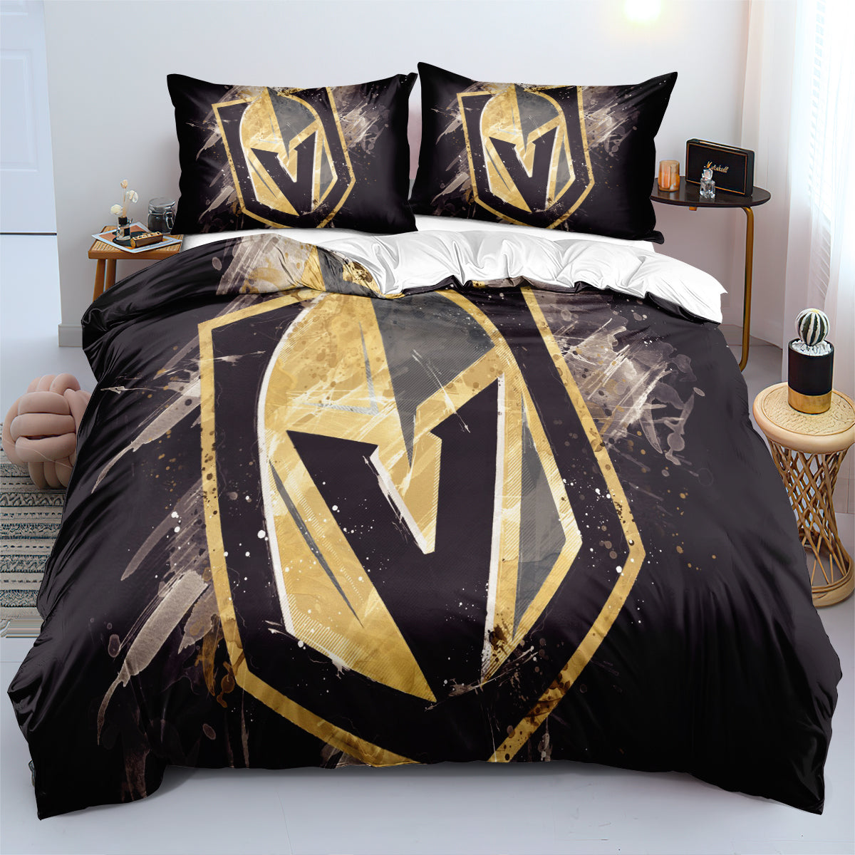 Vegas Golden Knights Hockey League Duvet Cover Quilt Case Pillowcases