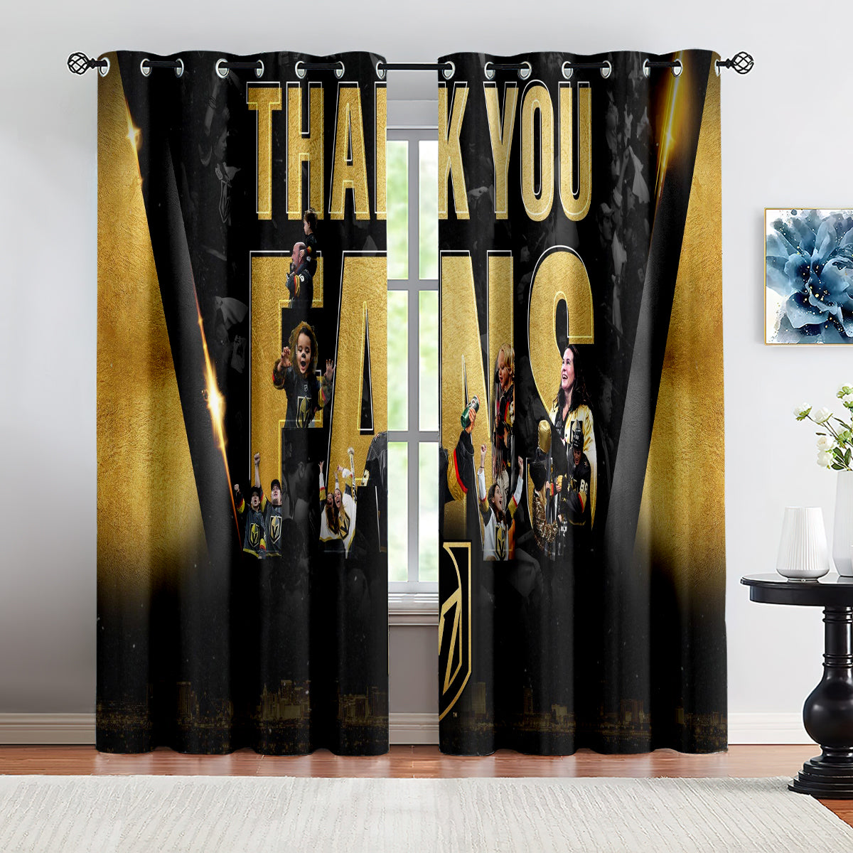 Vegas Golden Knights Hockey League Blackout Curtains Drapes For Window Treatment Set