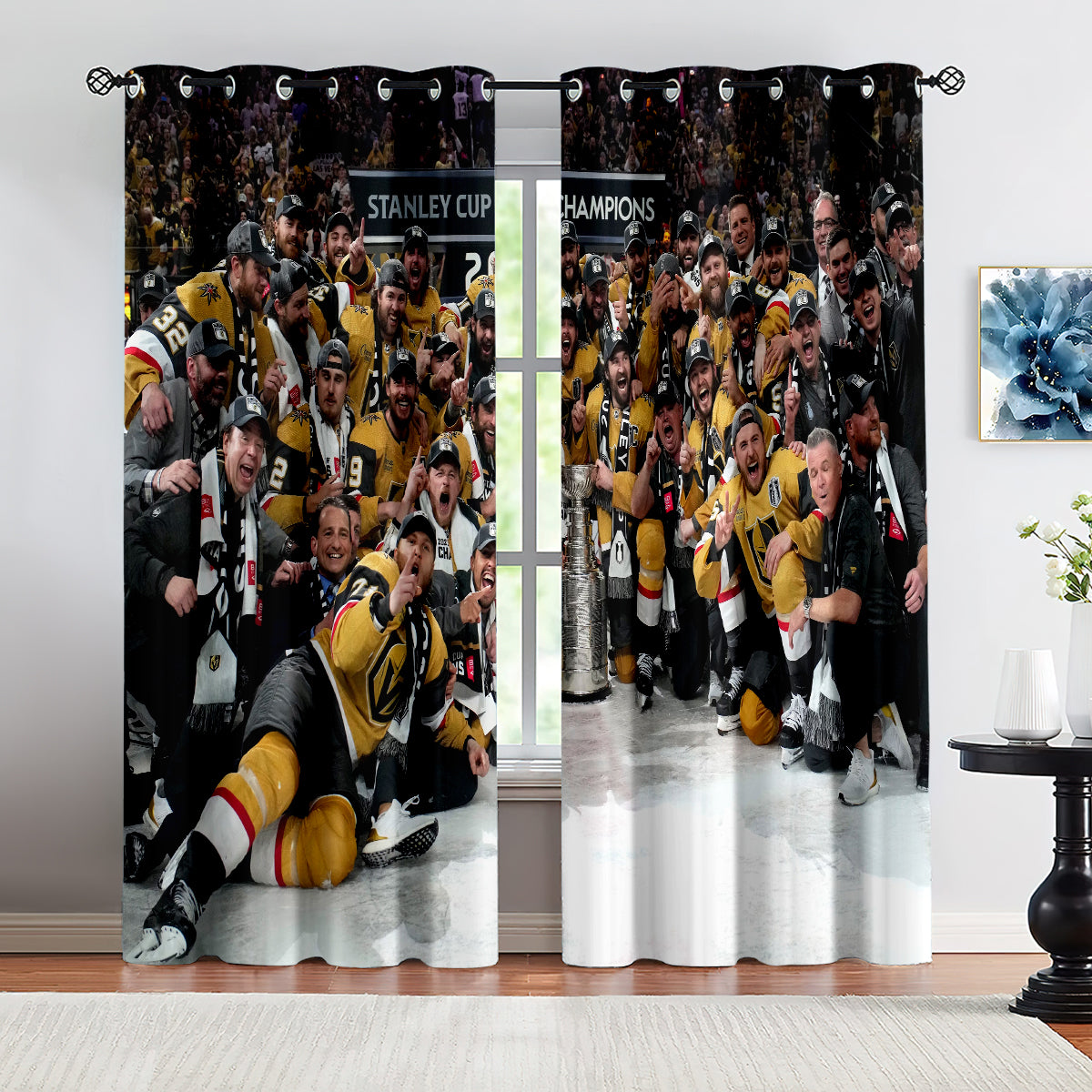 Vegas Golden Knights Hockey League Blackout Curtains Drapes For Window Treatment Set