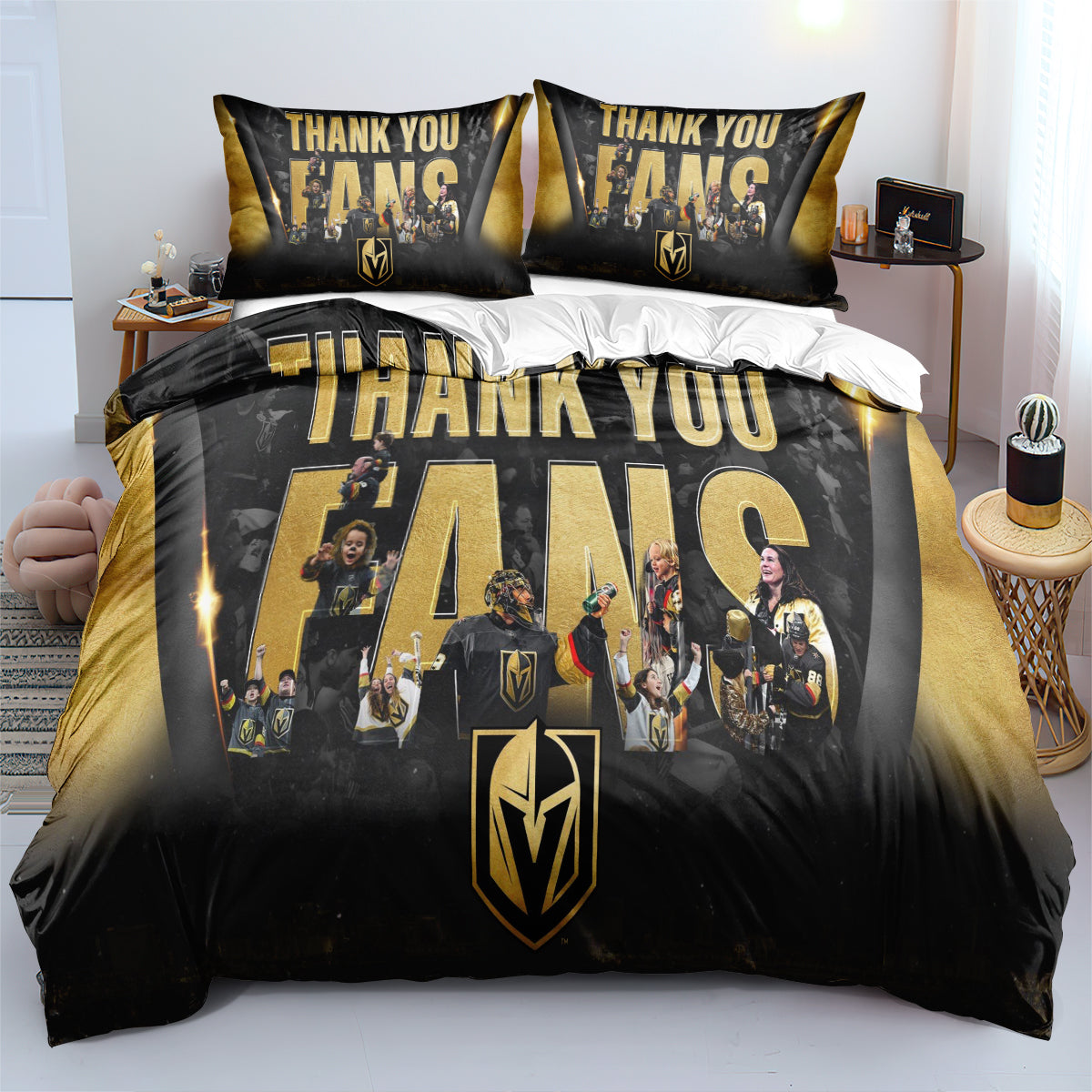 Vegas Golden Knights Hockey League Duvet Cover Quilt Case Pillowcases