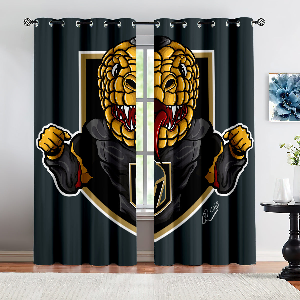 Vegas Golden Knights Hockey League Blackout Curtains Drapes For Window Treatment Set