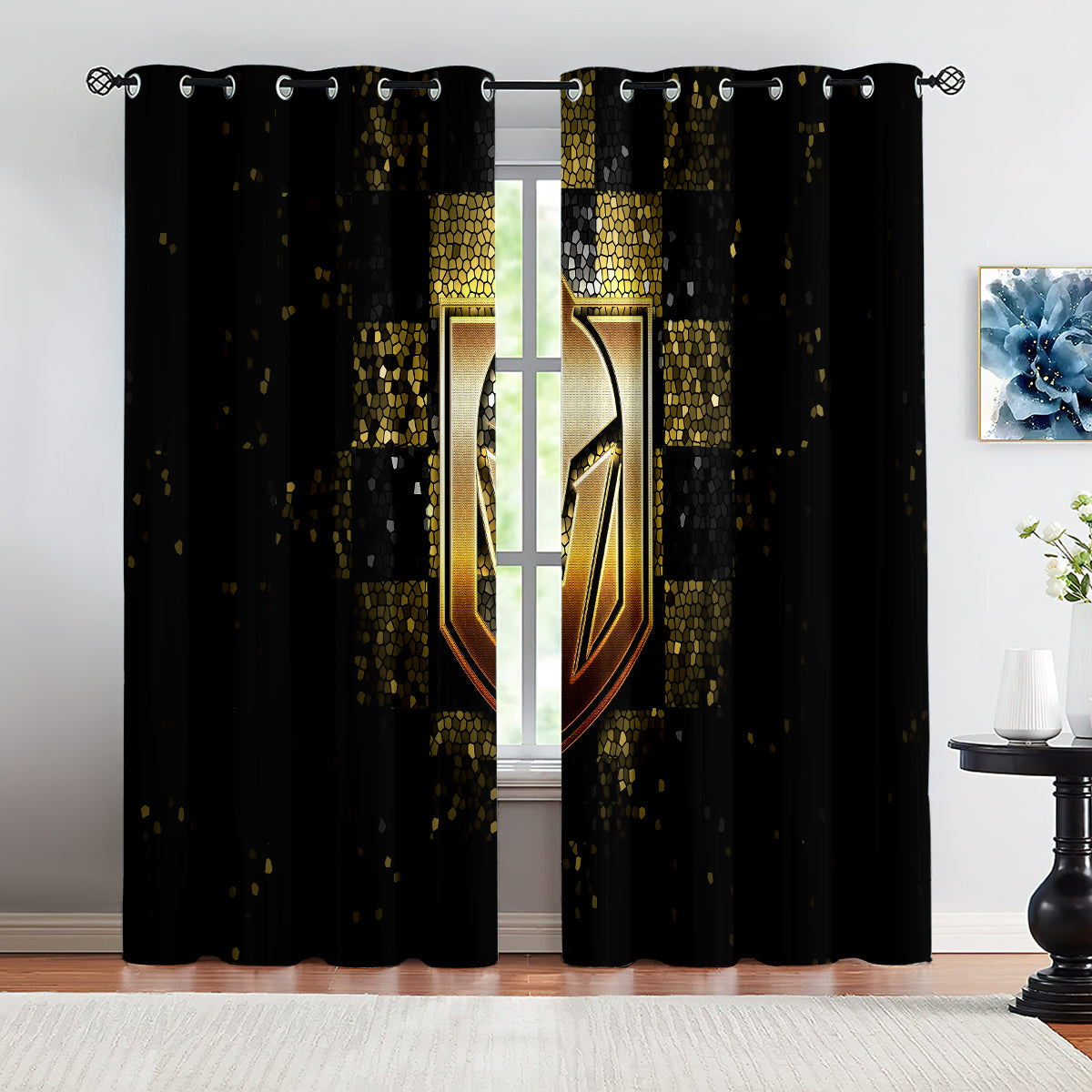 Vegas Golden Knights Hockey League Blackout Curtains Drapes For Window Treatment Set