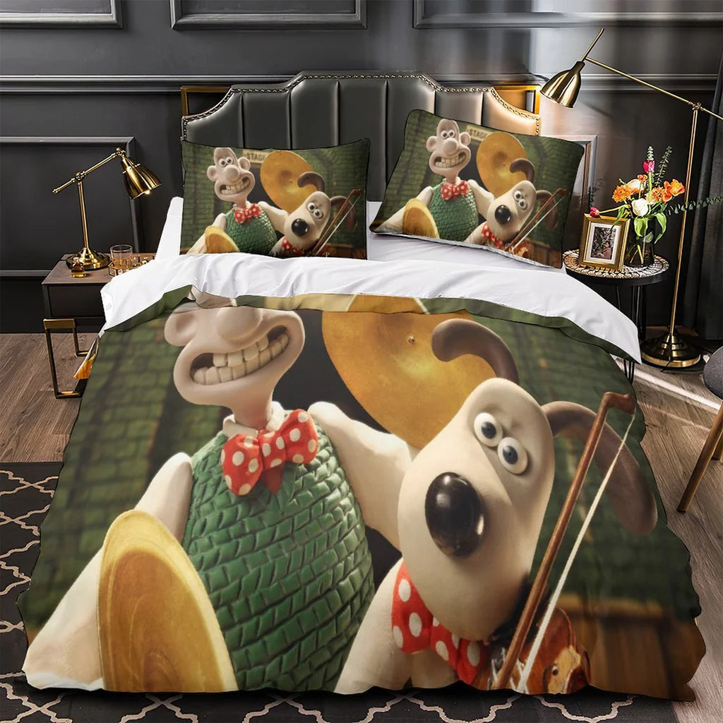 Wallace Gromit Duvet Cover Quilt Case Pillowcase Bedding Set Without Filler