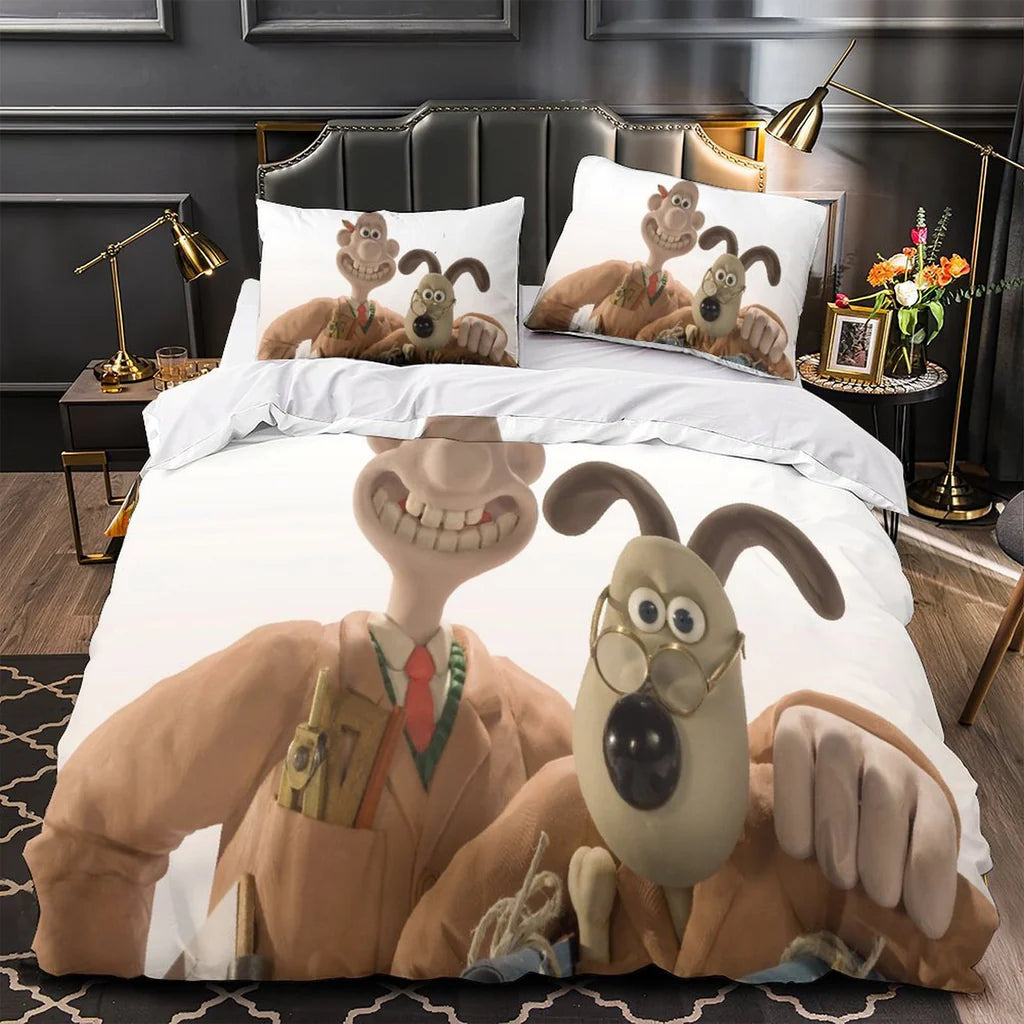 Wallace Gromit Duvet Cover Quilt Case Pillowcase Bedding Set Without Filler