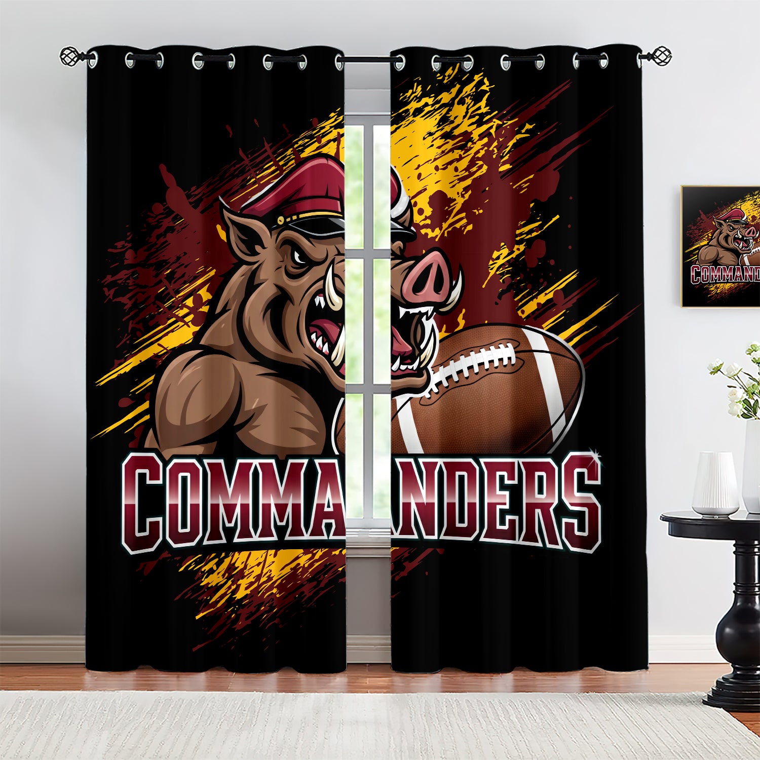 Washington Commanders Blackout Curtains Drapes For Window Treatment Set