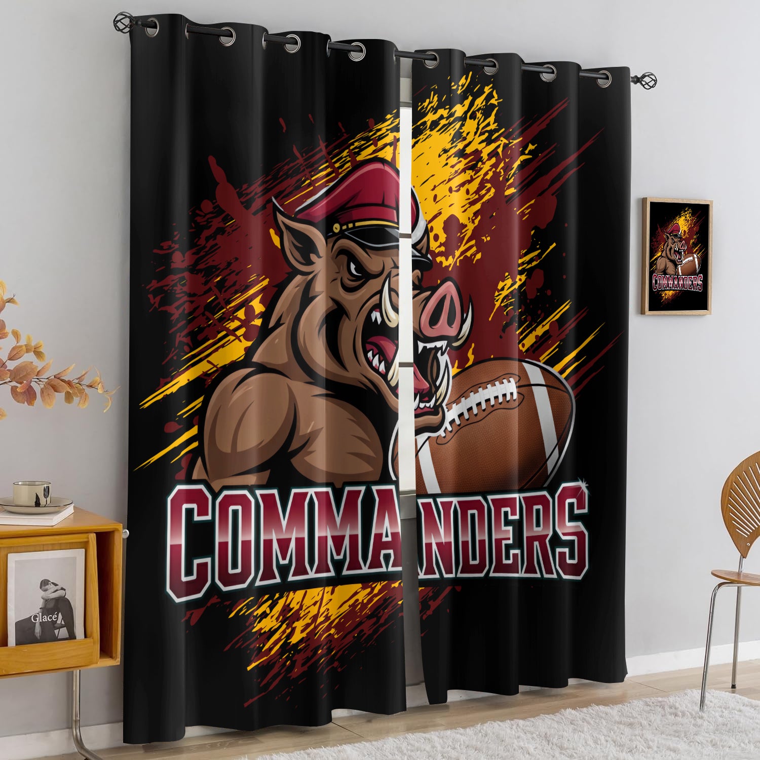Washington Commanders Blackout Curtains Drapes For Window Treatment Set