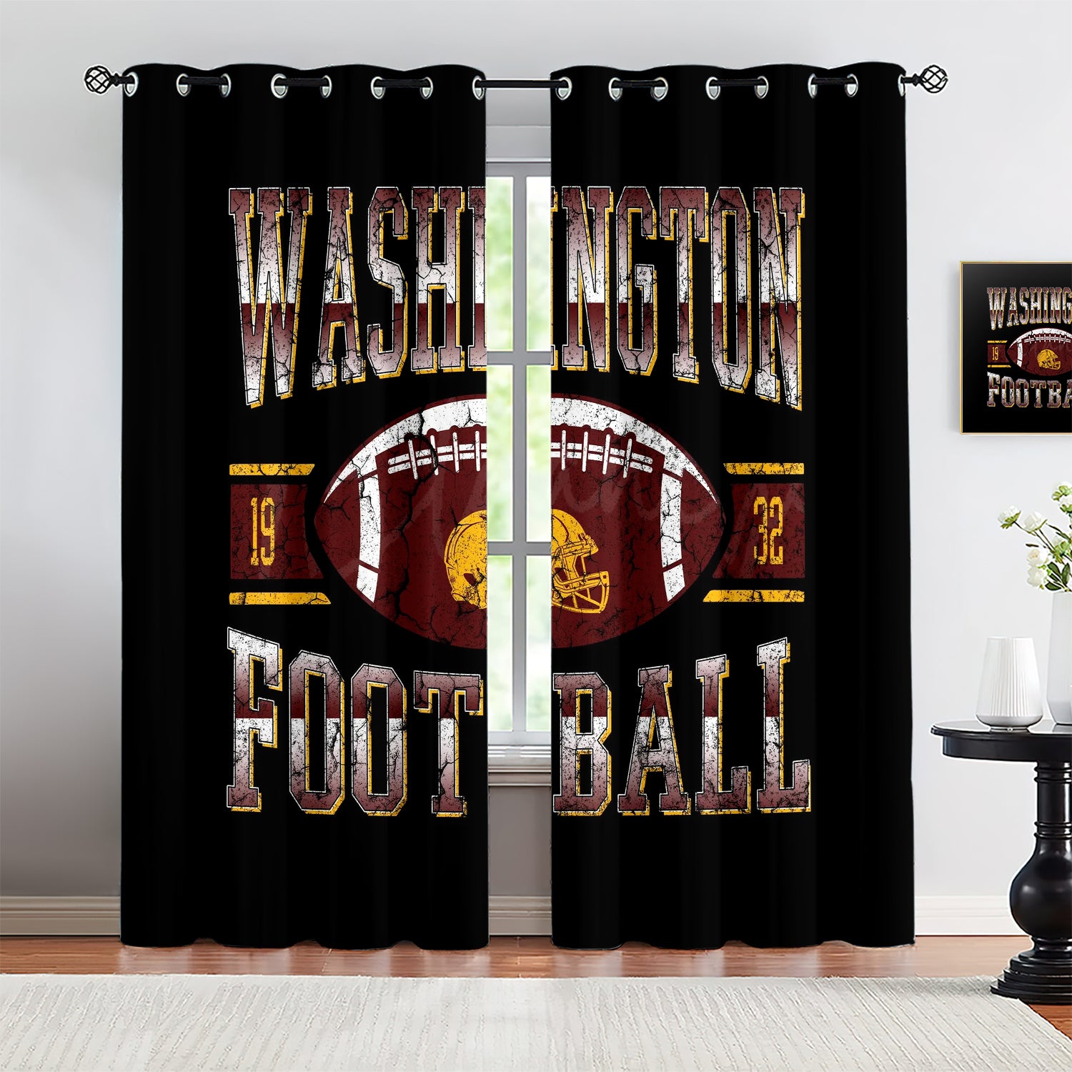 Washington Commanders Blackout Curtains Drapes For Window Treatment Set