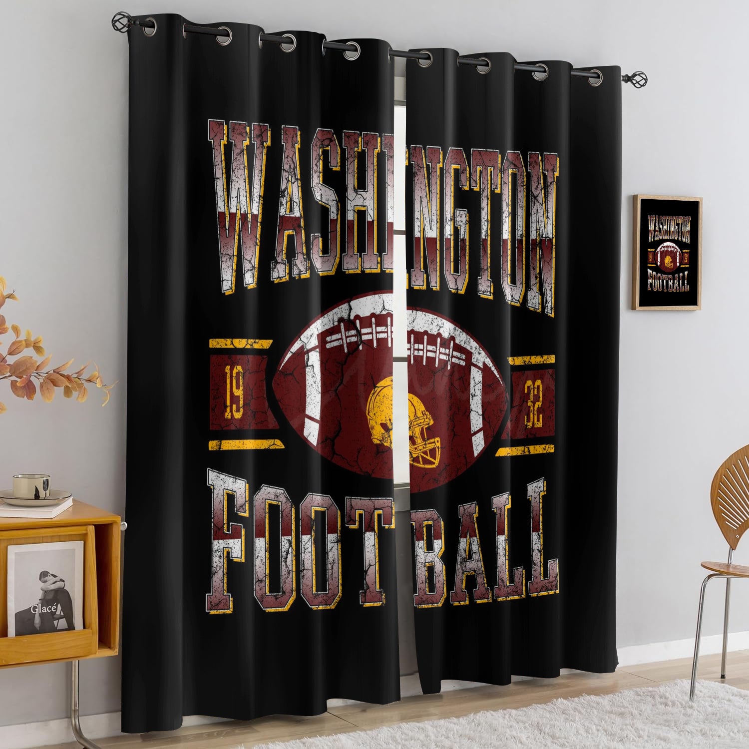 Washington Commanders Blackout Curtains Drapes For Window Treatment Set