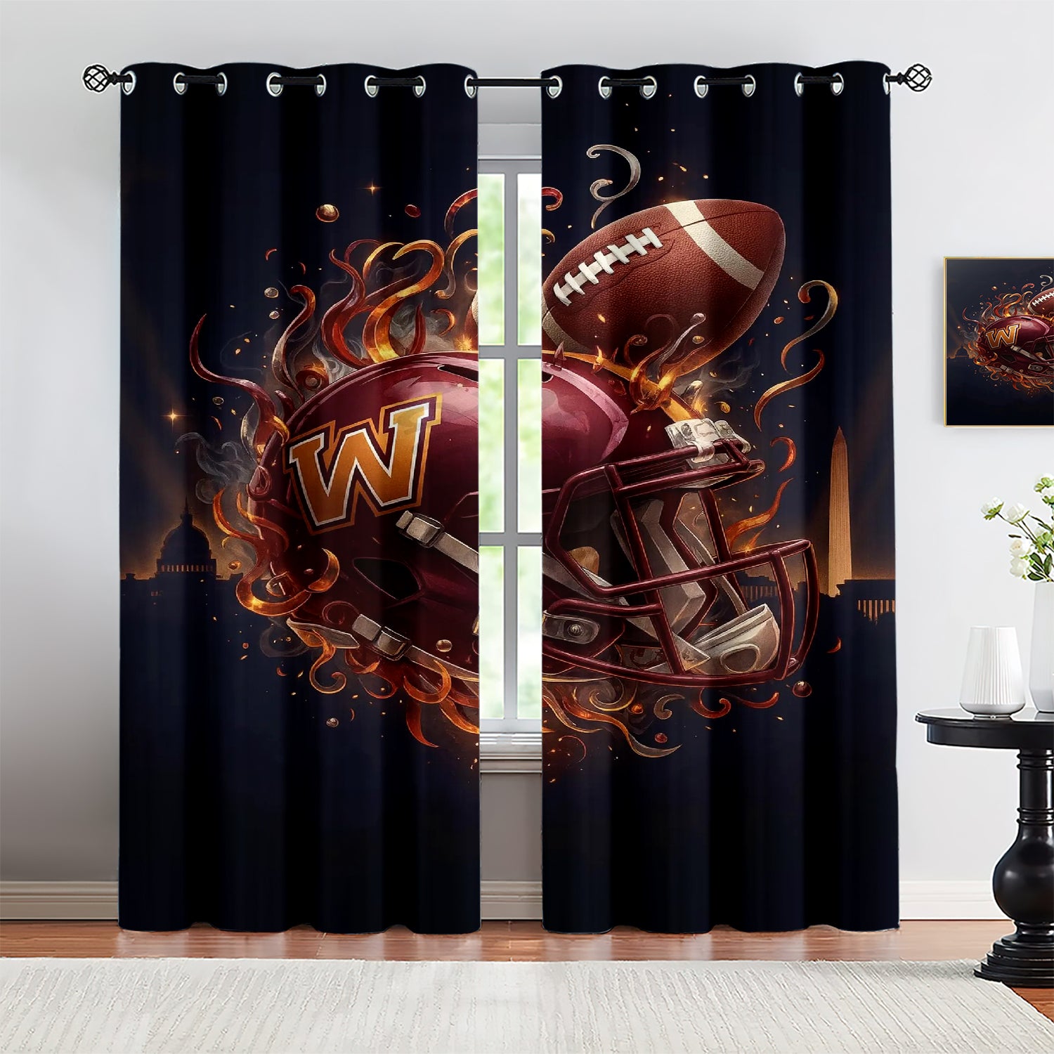 Washington Commanders Blackout Curtains Drapes For Window Treatment Set