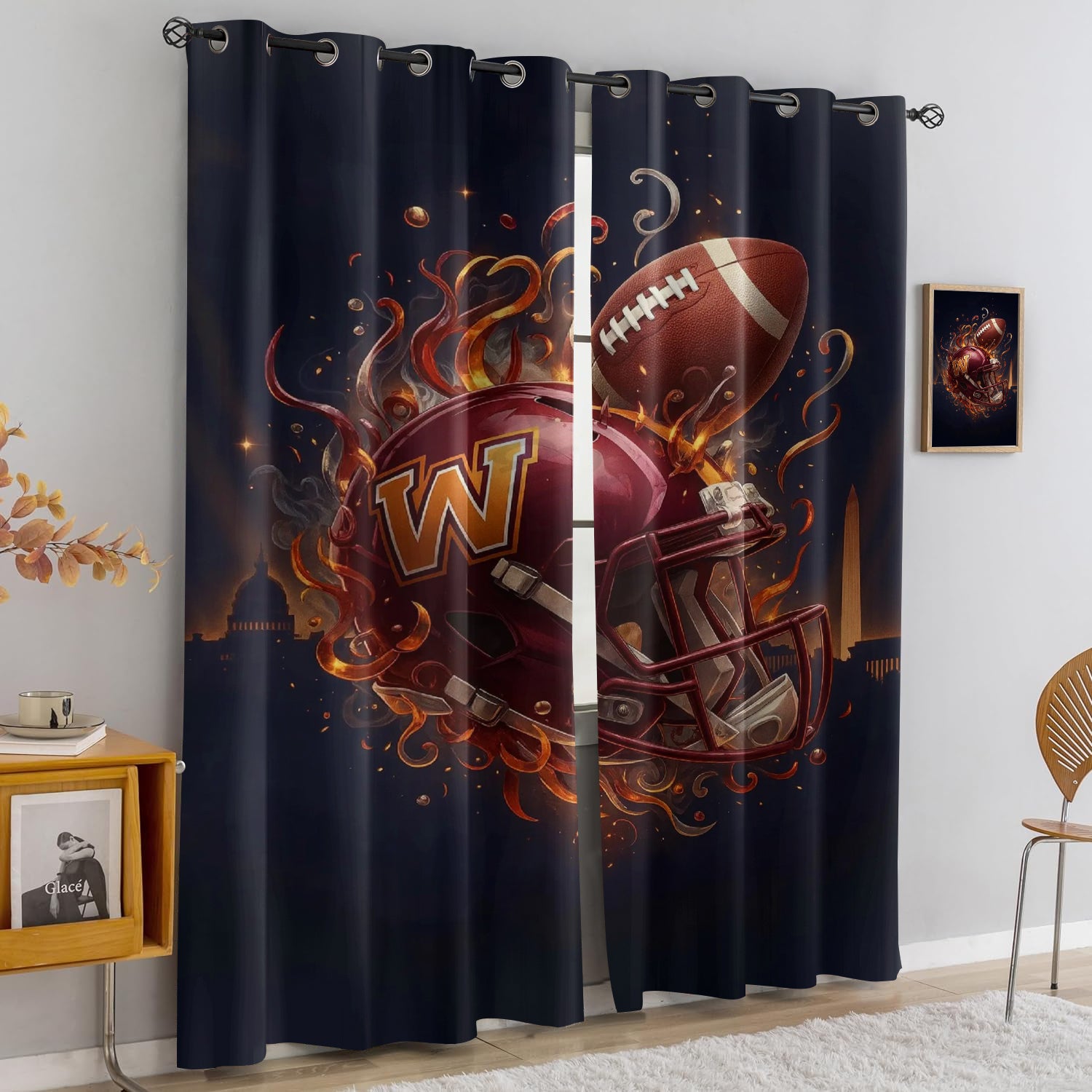 Washington Commanders Blackout Curtains Drapes For Window Treatment Set