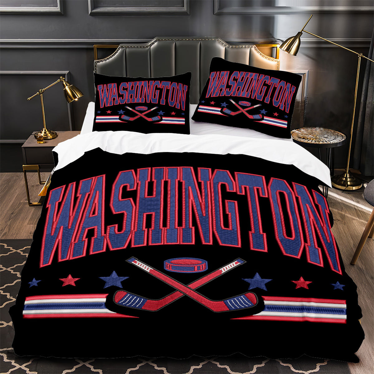 Washington Capitals Hockey Duvet Cover Quilt Case Pillowcase Bedding Set Without Filler
