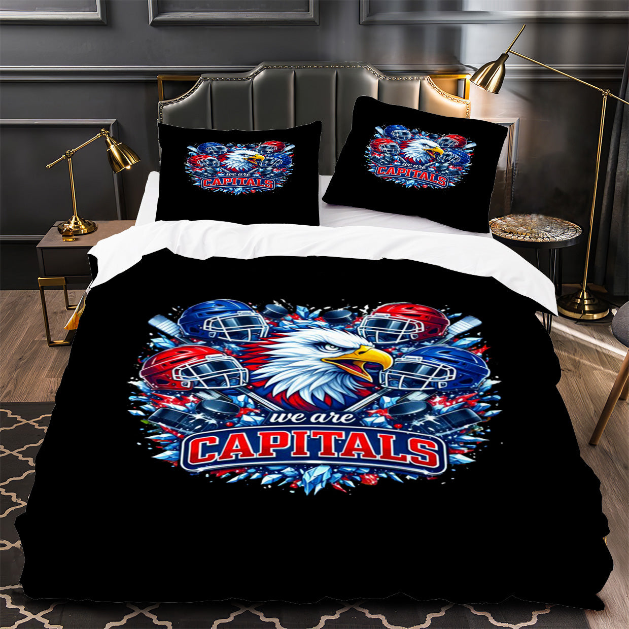 Washington Capitals Hockey Duvet Cover Quilt Case Pillowcase Bedding Set Without Filler