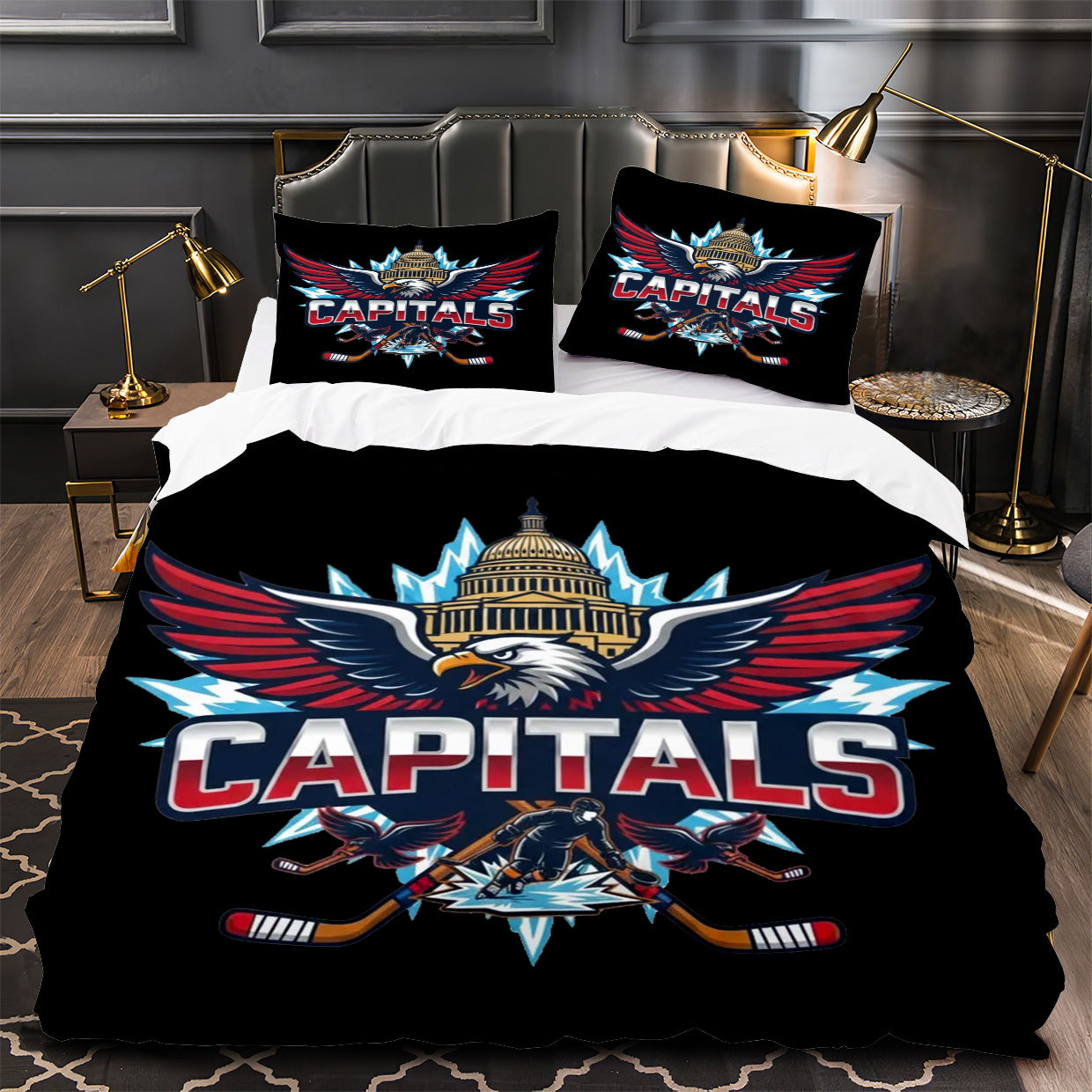 Washington Capitals Hockey Duvet Cover Quilt Case Pillowcase Bedding Set Without Filler