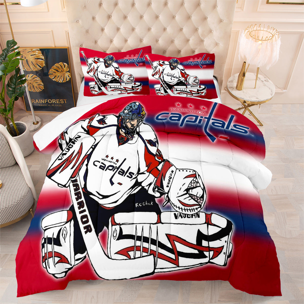 Washington Capitals Hockey League Comforter Pillowcase Sets Blanket All Season Reversible Quilted Duvet