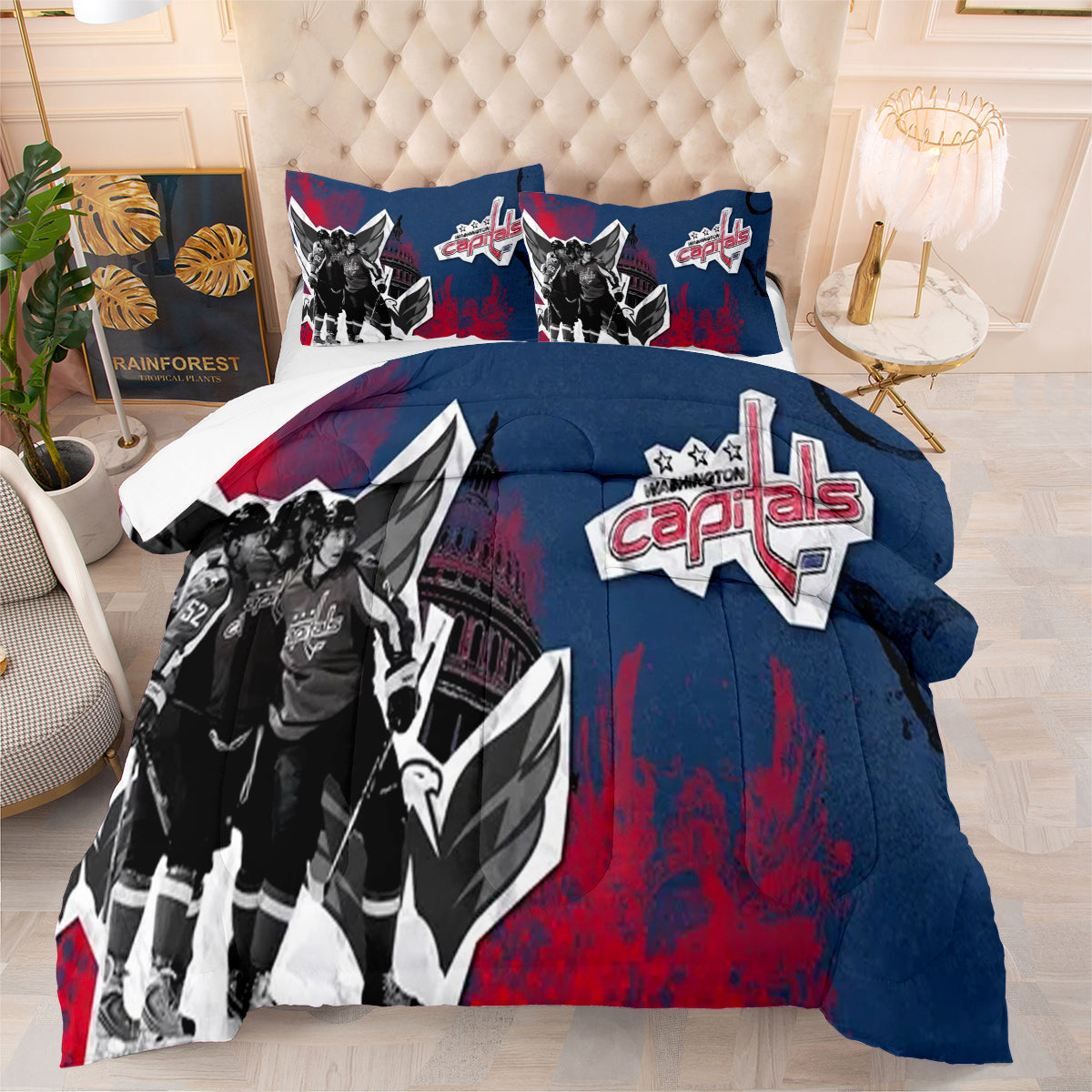 Washington Capitals Hockey League Comforter Pillowcase Sets Blanket All Season Reversible Quilted Duvet
