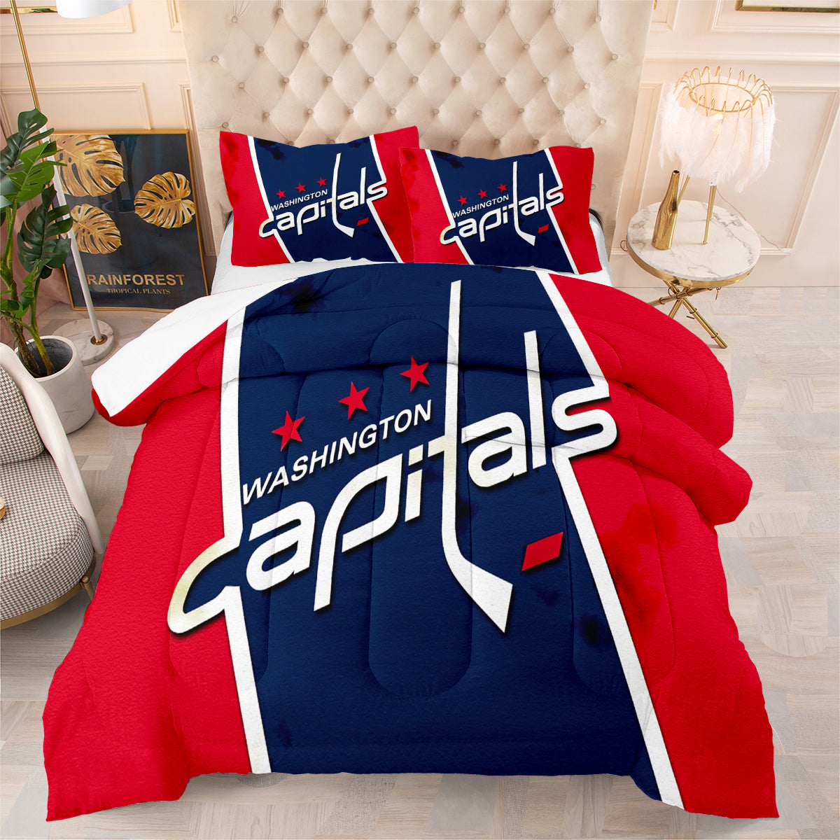 Washington Capitals Hockey League Comforter Pillowcase Sets Blanket All Season Reversible Quilted Duvet