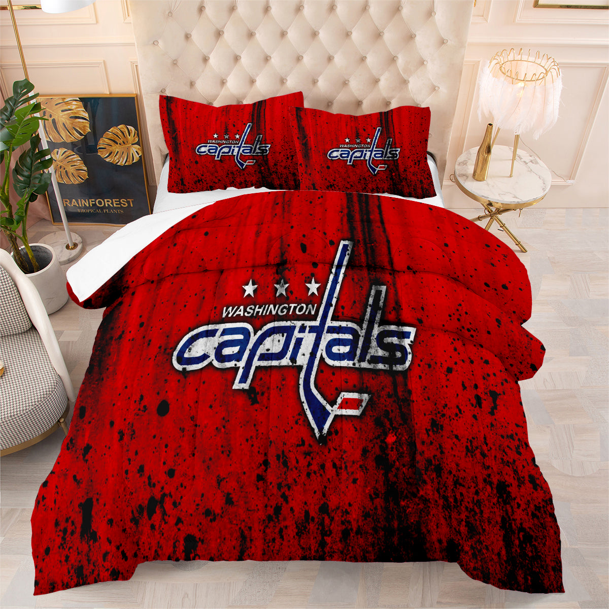 Washington Capitals Hockey League Comforter Pillowcase Sets Blanket All Season Reversible Quilted Duvet