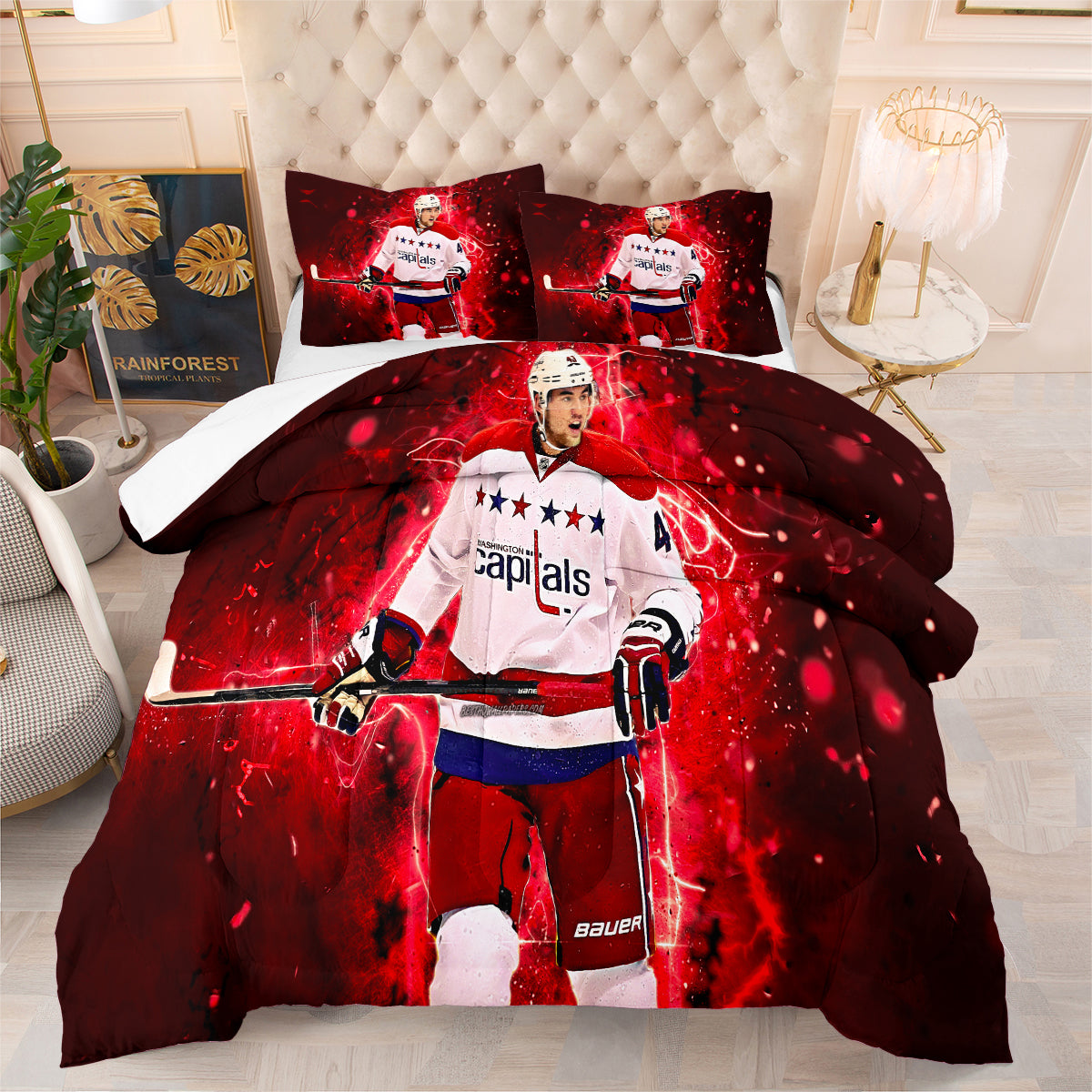 Washington Capitals Hockey League Comforter Pillowcase Sets Blanket All Season Reversible Quilted Duvet