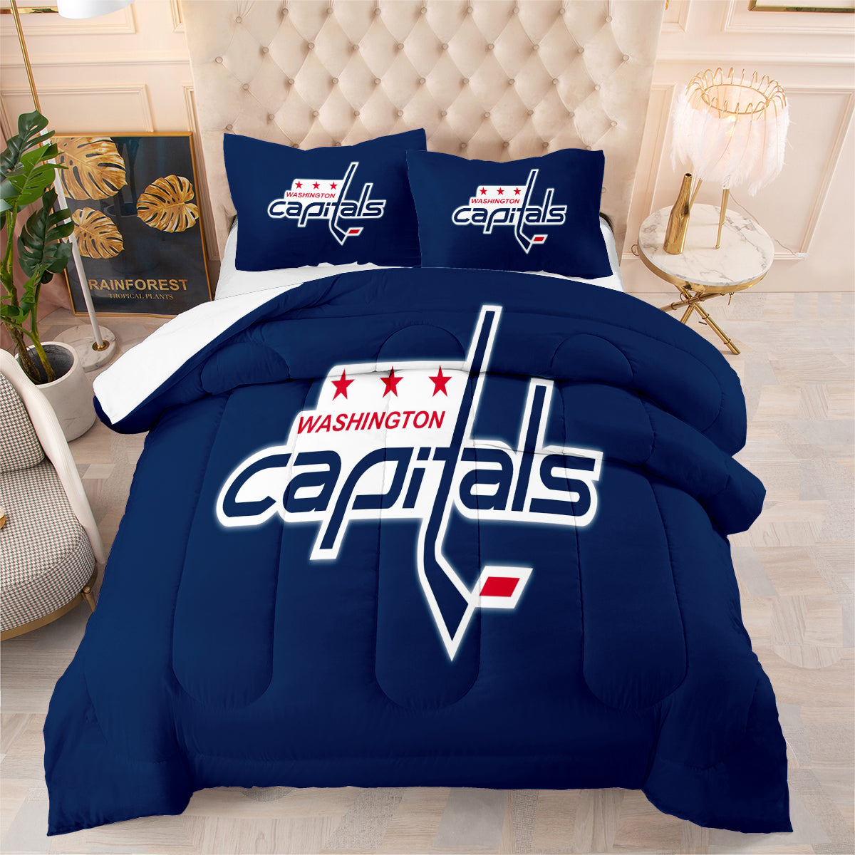 Washington Capitals Hockey League Comforter Pillowcase Sets Blanket All Season Reversible Quilted Duvet