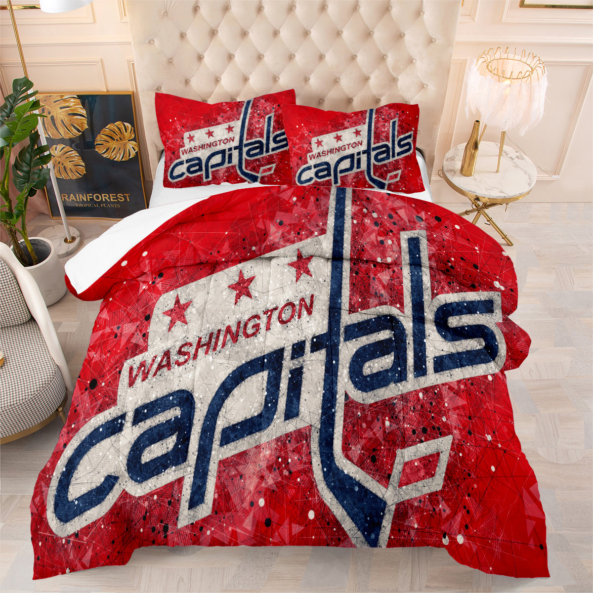 Washington Capitals Hockey League Comforter Pillowcase Sets Blanket All Season Reversible Quilted Duvet