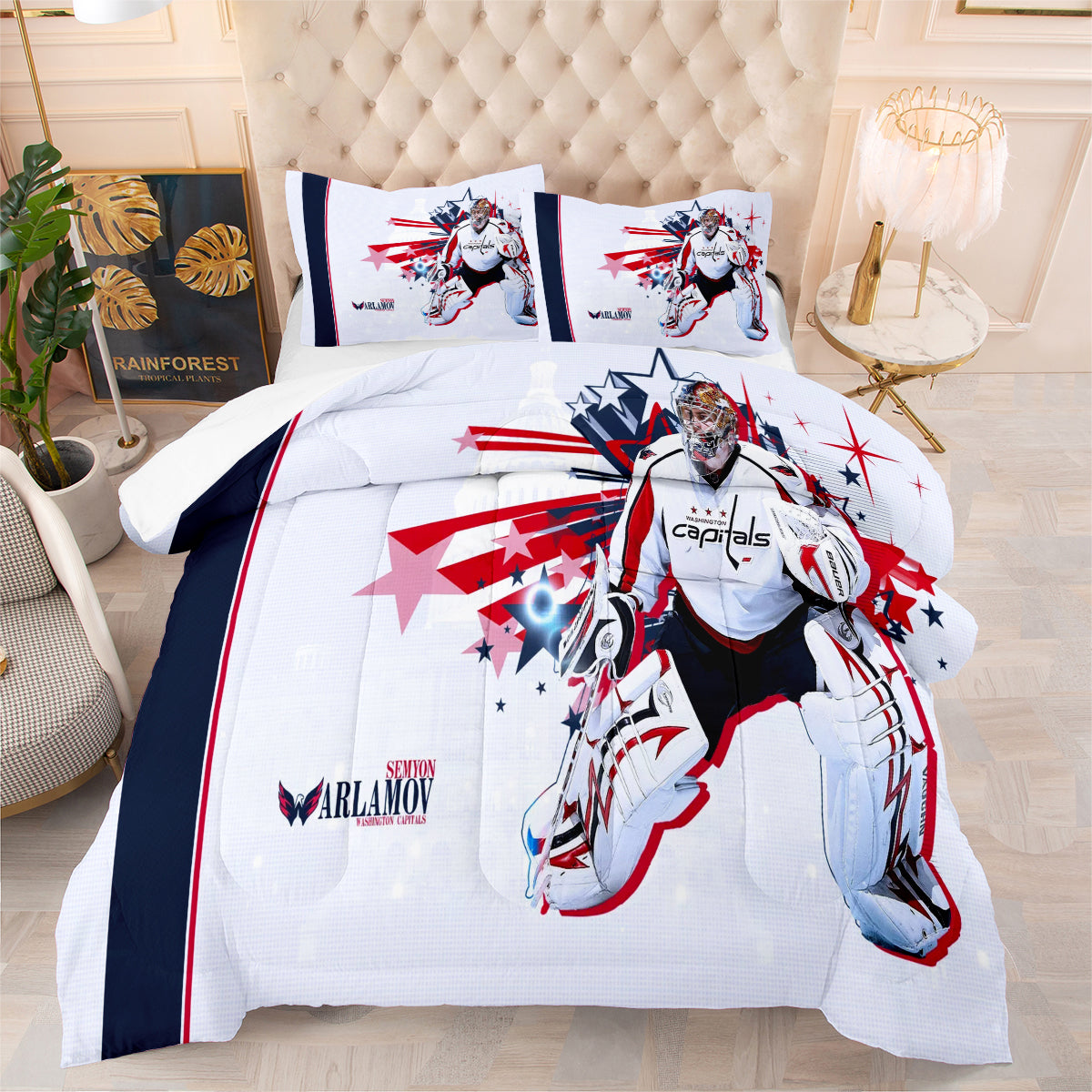 Washington Capitals Hockey League Comforter Pillowcase Sets Blanket All Season Reversible Quilted Duvet