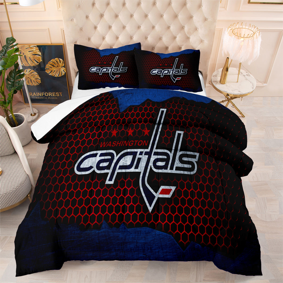 Washington Capitals Hockey League Comforter Pillowcase Sets Blanket All Season Reversible Quilted Duvet