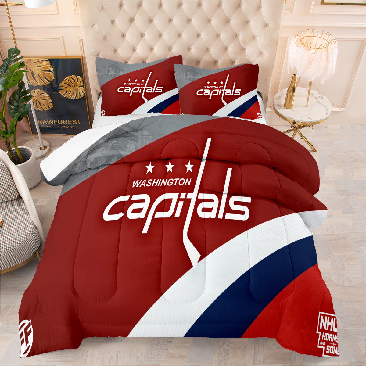 Washington Capitals Hockey League Comforter Pillowcase Sets Blanket All Season Reversible Quilted Duvet