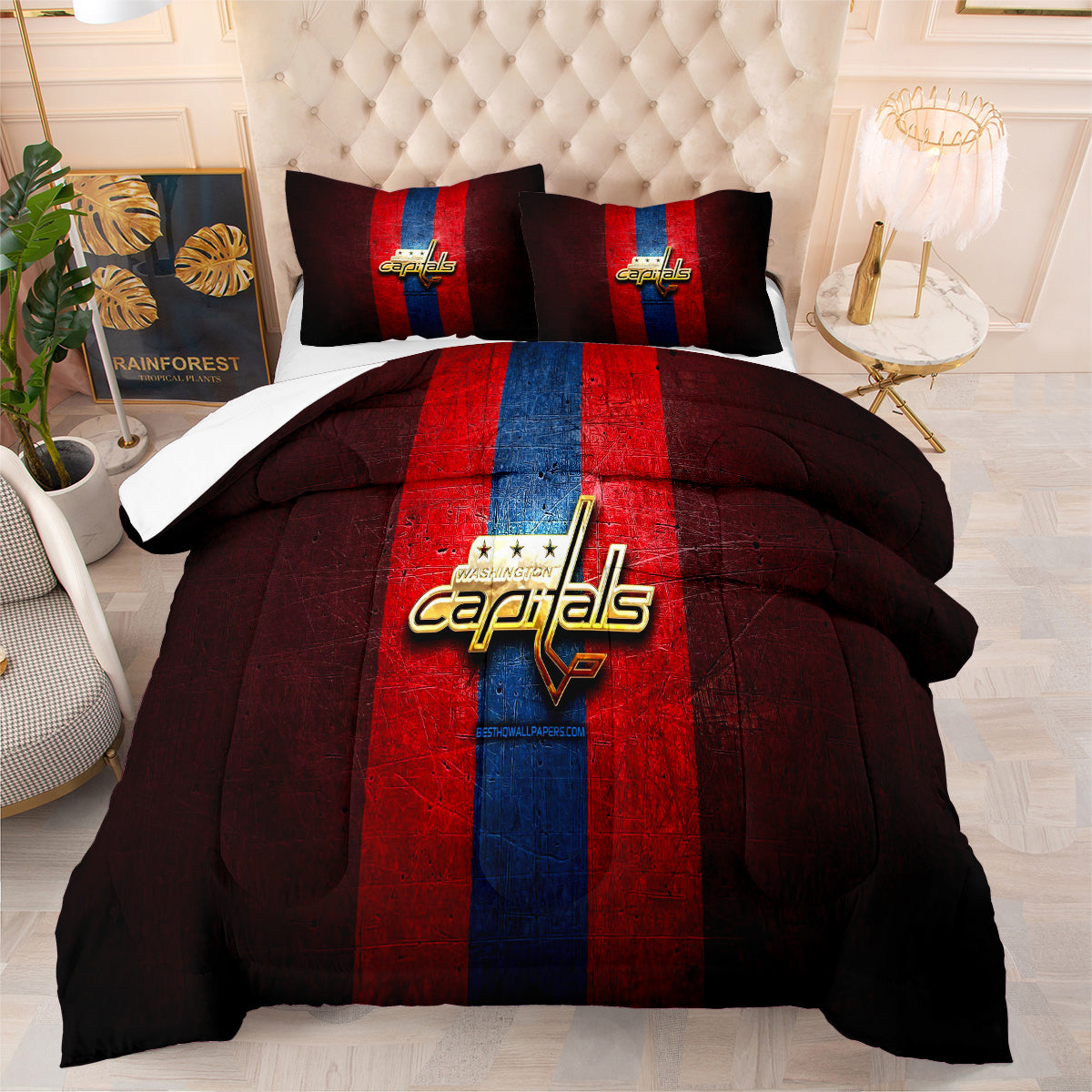 Washington Capitals Hockey League Comforter Pillowcase Sets Blanket All Season Reversible Quilted Duvet