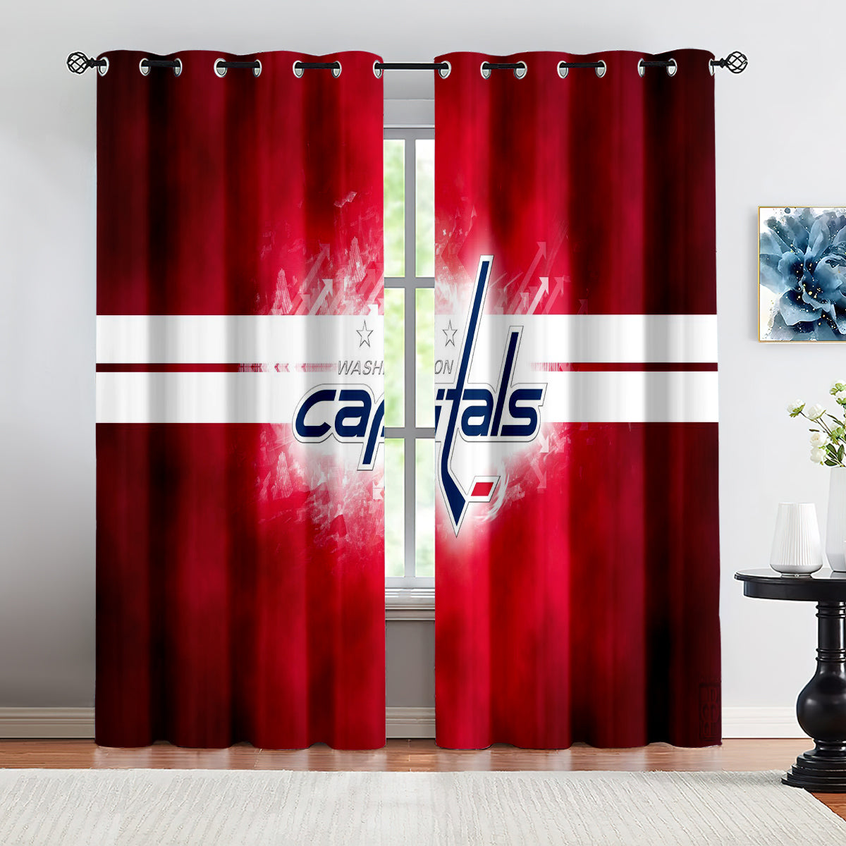 Washington Capitals Hockey League Blackout Curtains Drapes For Window Treatment Set