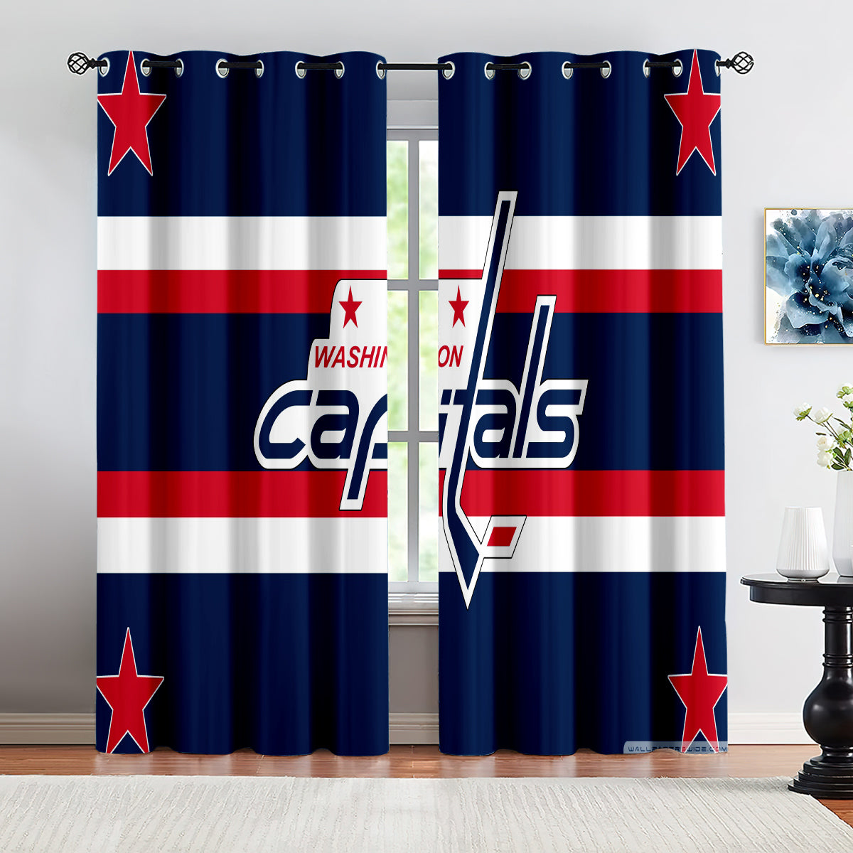 Washington Capitals Hockey League Blackout Curtains Drapes For Window Treatment Set