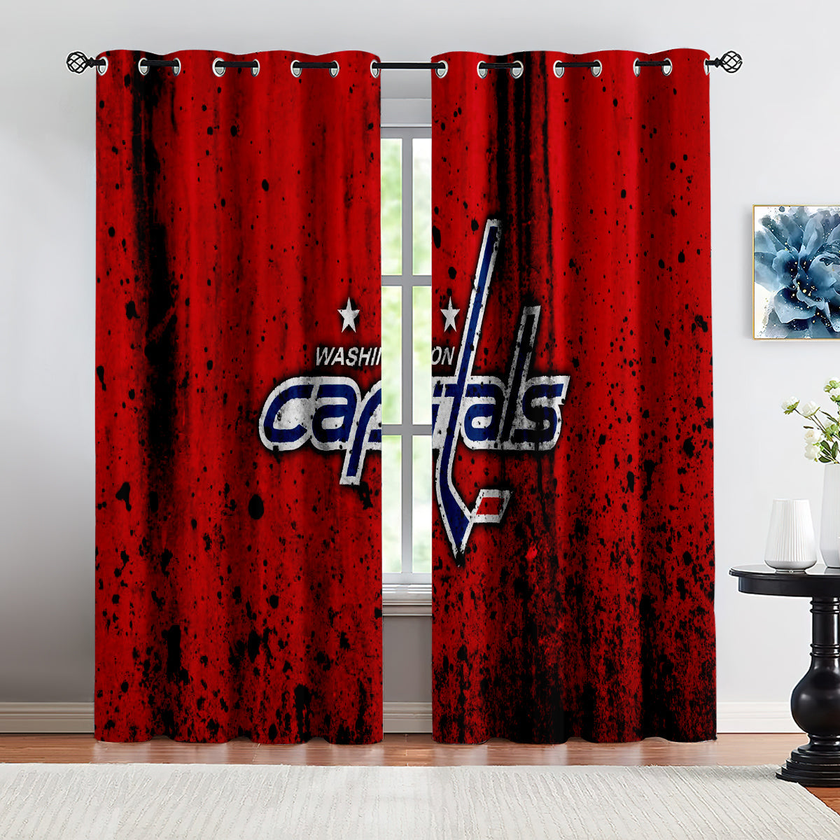 Washington Capitals Hockey League Blackout Curtains Drapes For Window Treatment Set