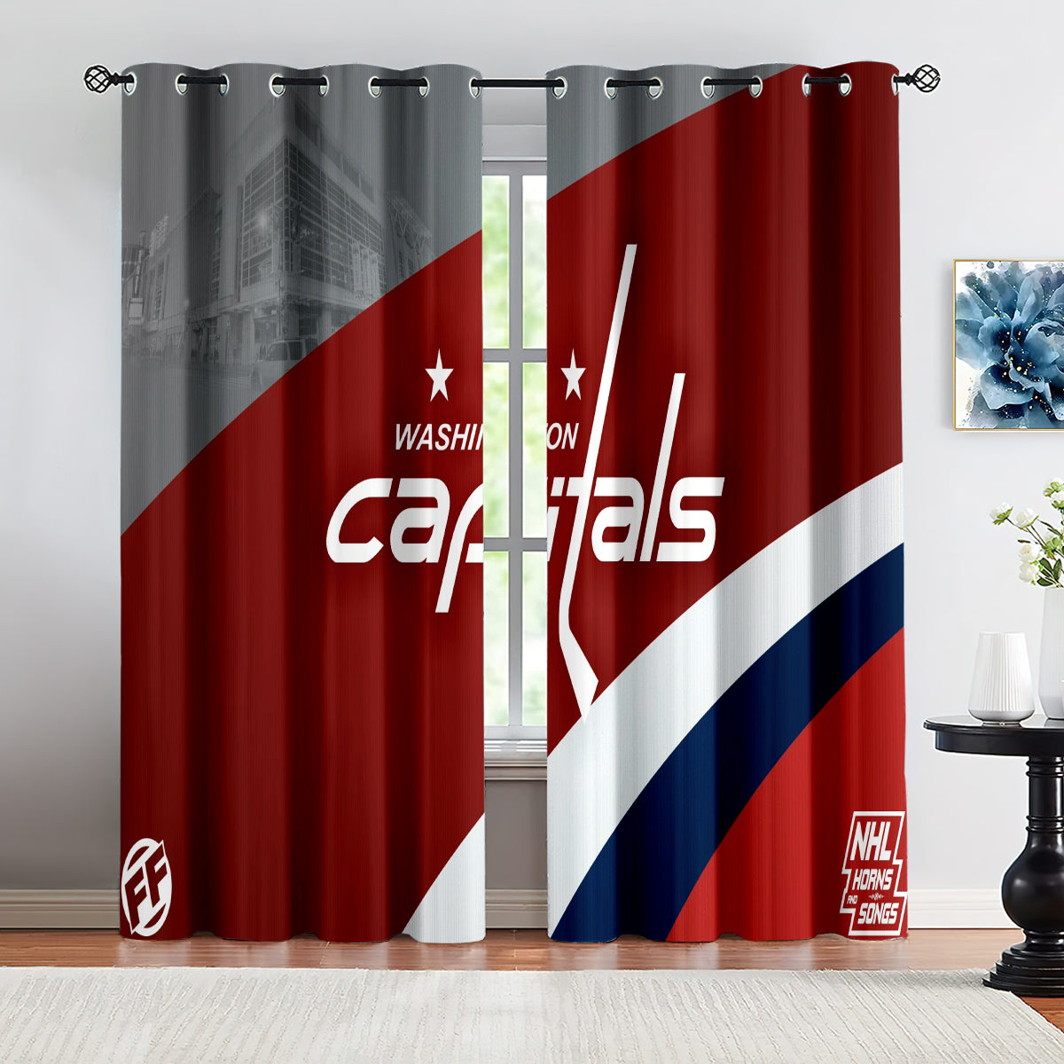 Washington Capitals Hockey League Blackout Curtains Drapes For Window Treatment Set