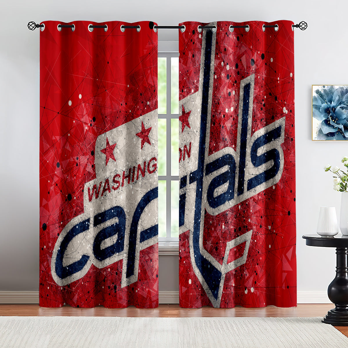 Washington Capitals Hockey League Blackout Curtains Drapes For Window Treatment Set