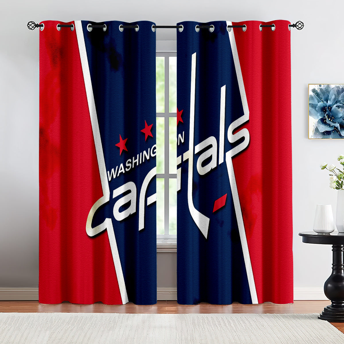 Washington Capitals Hockey League Blackout Curtains Drapes For Window Treatment Set