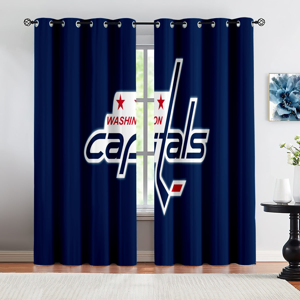 Washington Capitals Hockey League Blackout Curtains Drapes For Window Treatment Set