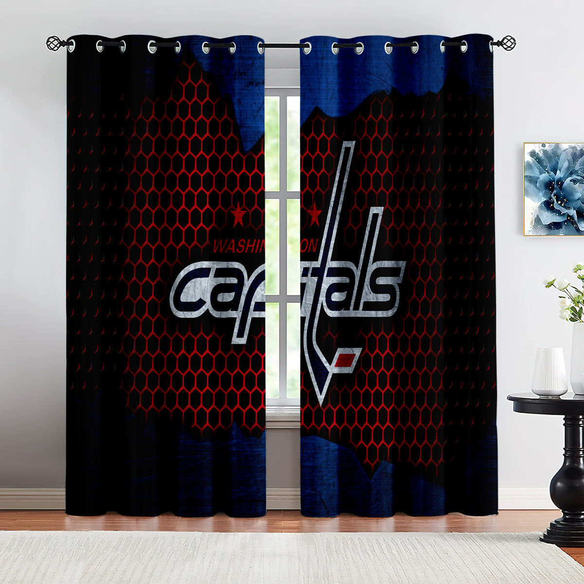 Washington Capitals Hockey League Blackout Curtains Drapes For Window Treatment Set