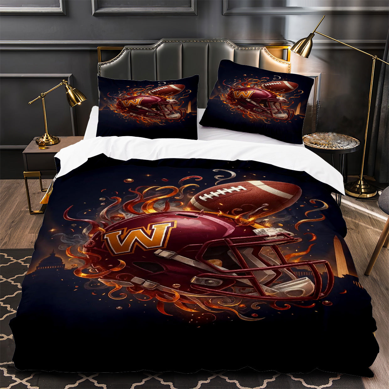 2026 NEW Washington Commanders Footbball Duvet Cover Quilt Case Pillowcase Bedding Set Without Filler