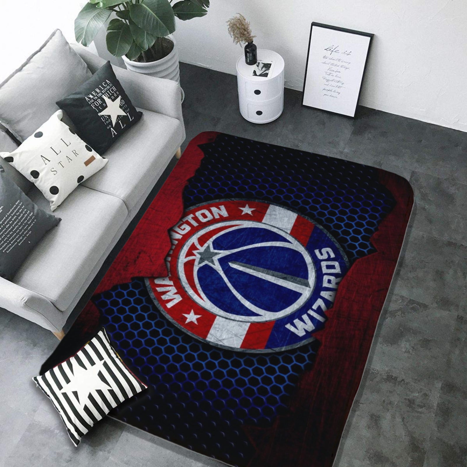 Washington Basketball WizardsCarpet Living Room Bedroom Mats Kitchen Bathroom Rug