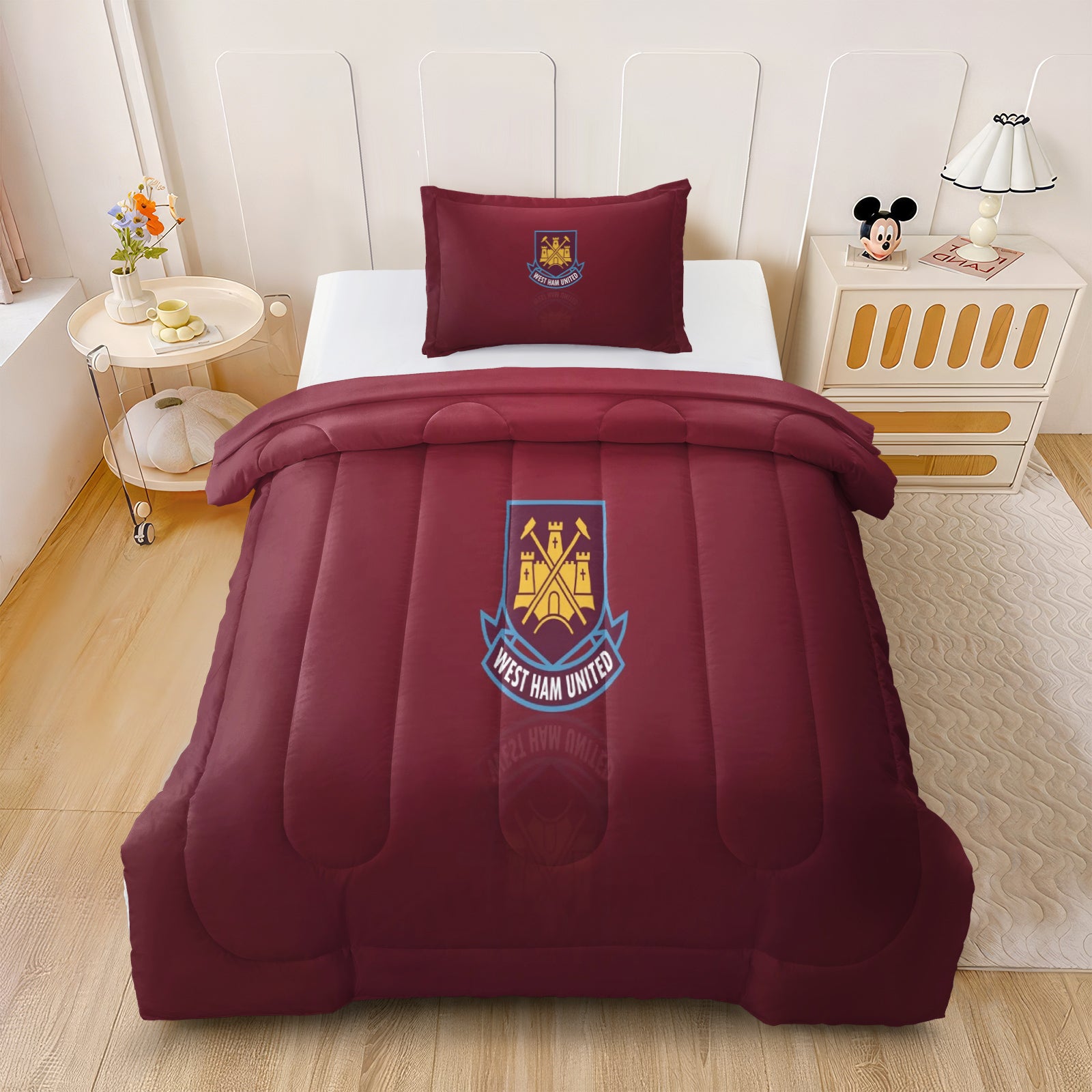 West Ham United Soccer Comforter Pillowcase Sets Blanket All Season Reversible Quilted Duvet