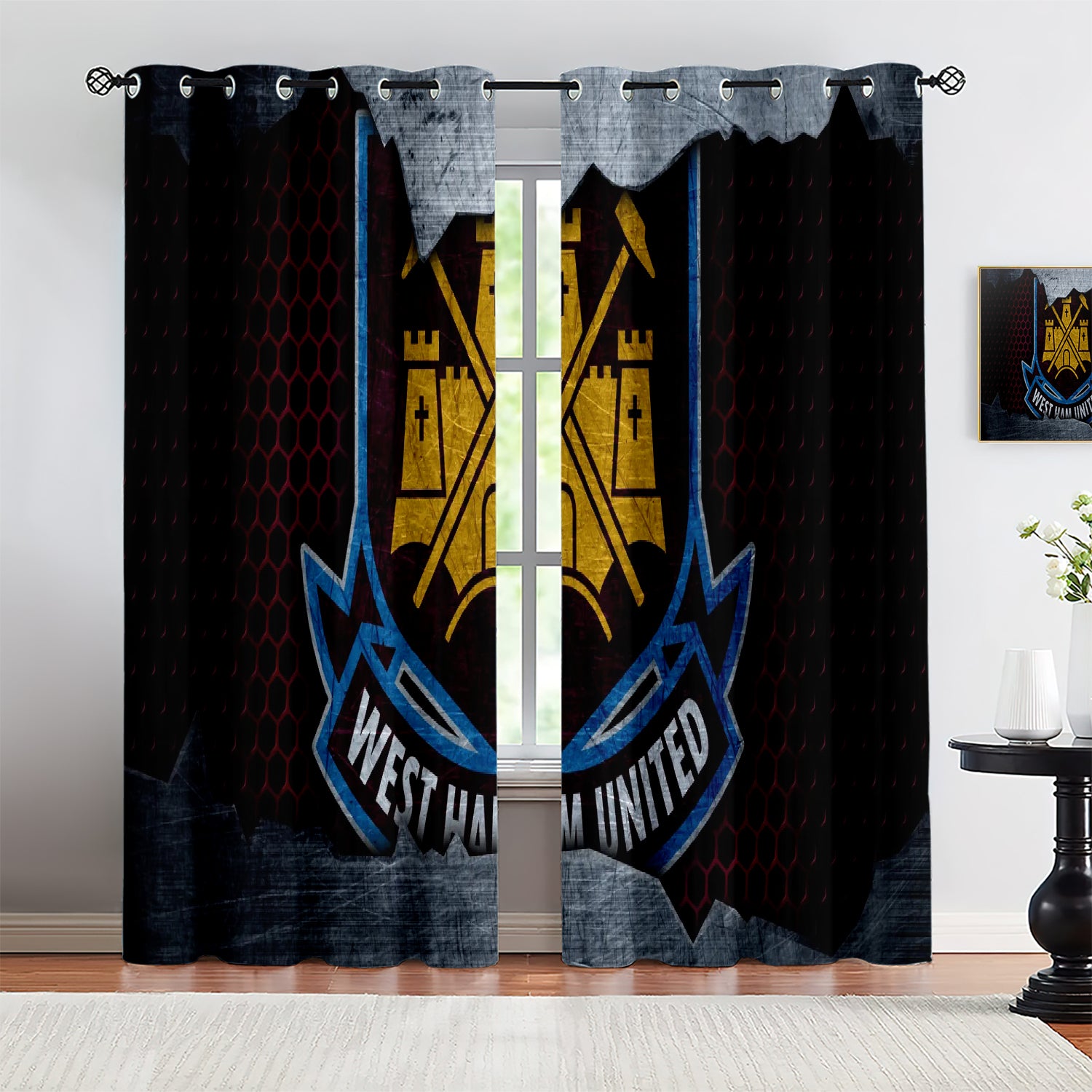 West Ham United Soccer Blackout Curtains Drapes for Window Treatment Set