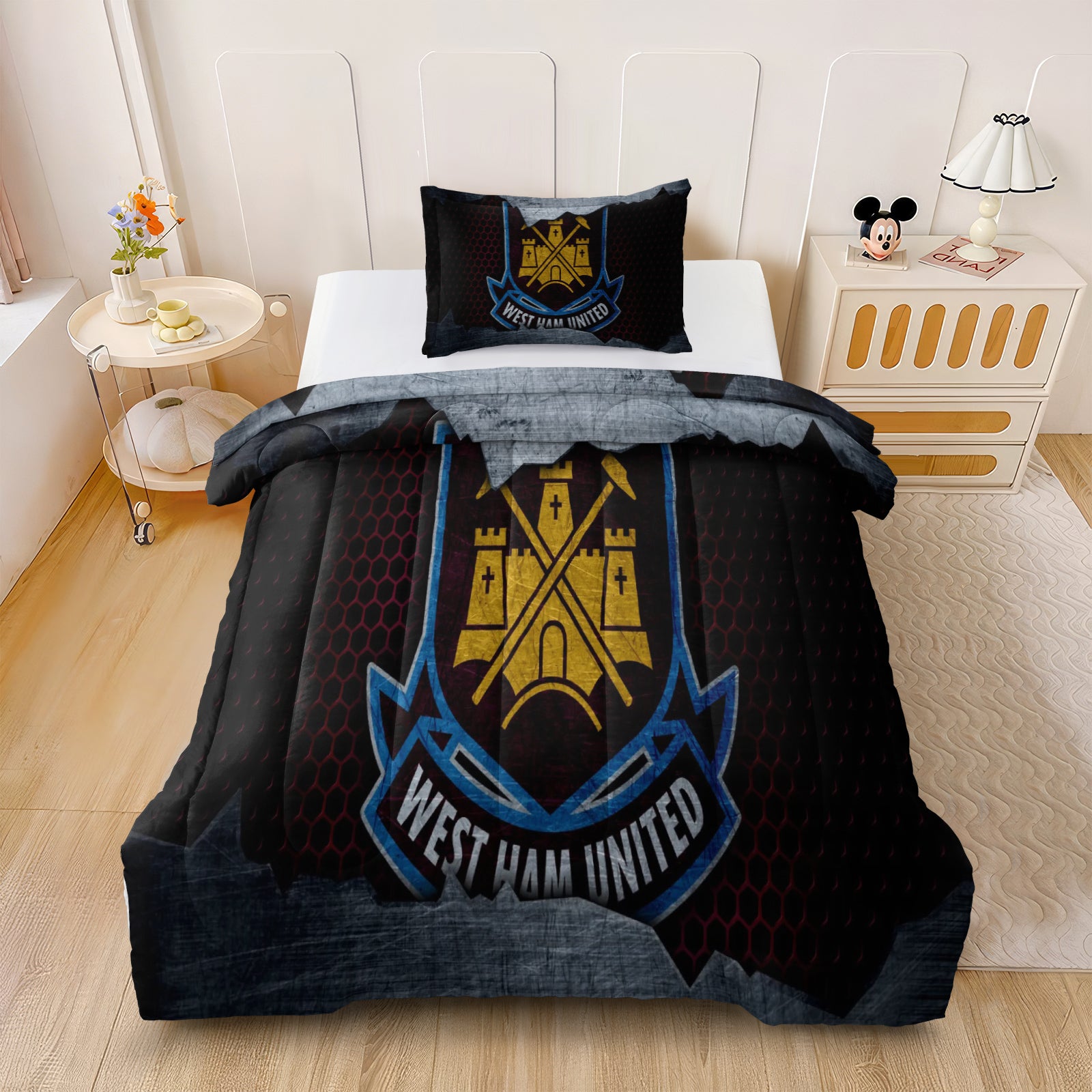 West Ham United Soccer Comforter Pillowcase Sets Blanket All Season Reversible Quilted Duvet