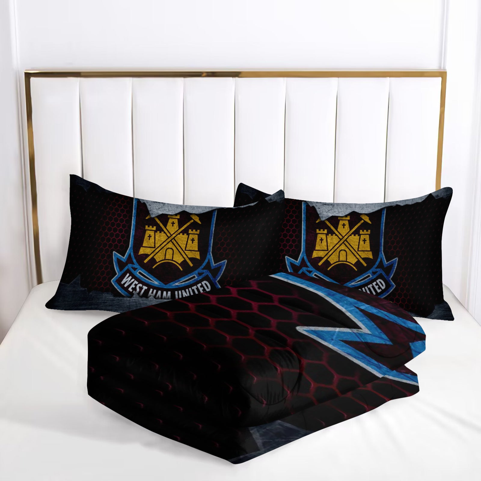 West Ham United Soccer Comforter Pillowcase Sets Blanket All Season Reversible Quilted Duvet