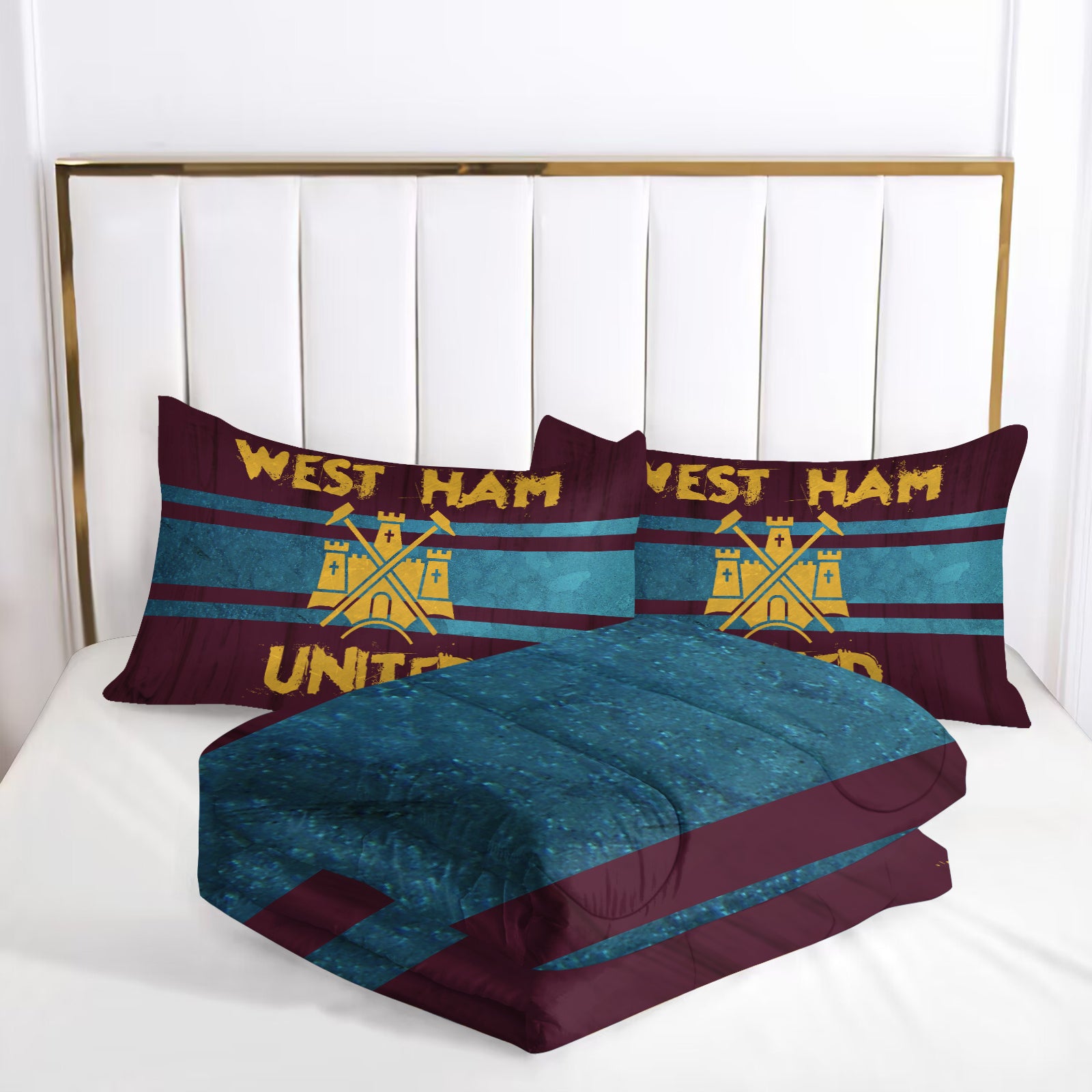 West Ham United Soccer Comforter Pillowcase Sets Blanket All Season Reversible Quilted Duvet