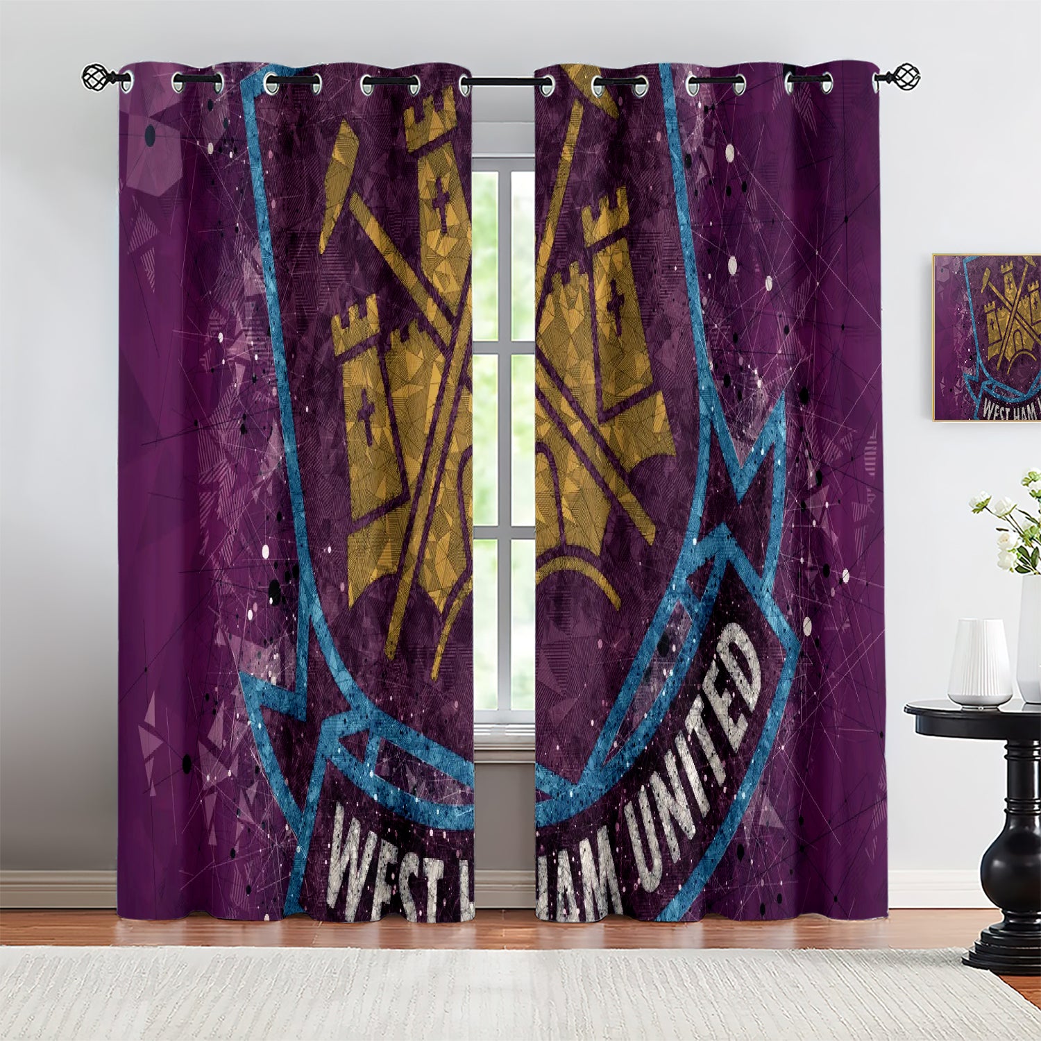 West Ham United Soccer Blackout Curtains Drapes for Window Treatment Set