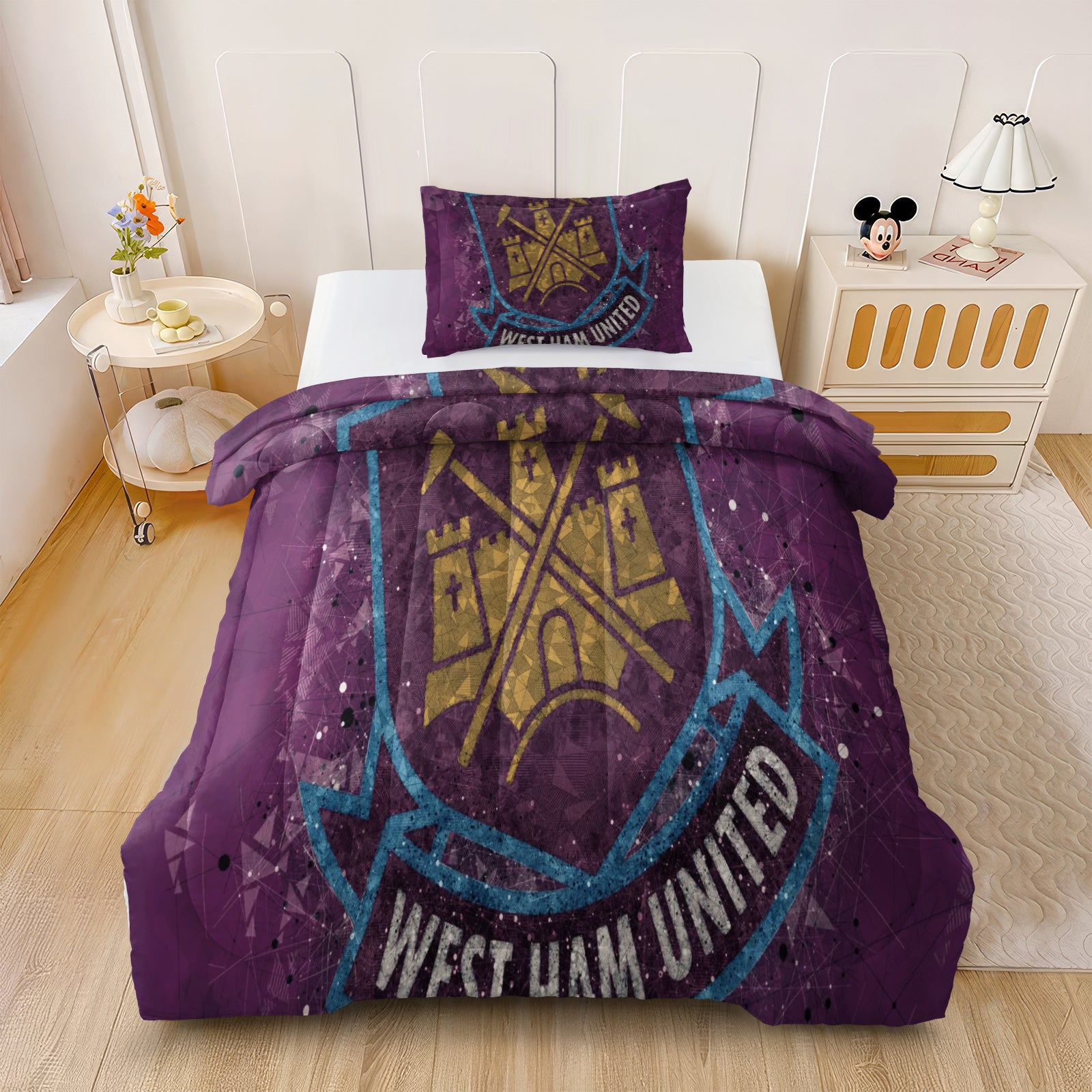 West Ham United Soccer Comforter Pillowcase Sets Blanket All Season Reversible Quilted Duvet