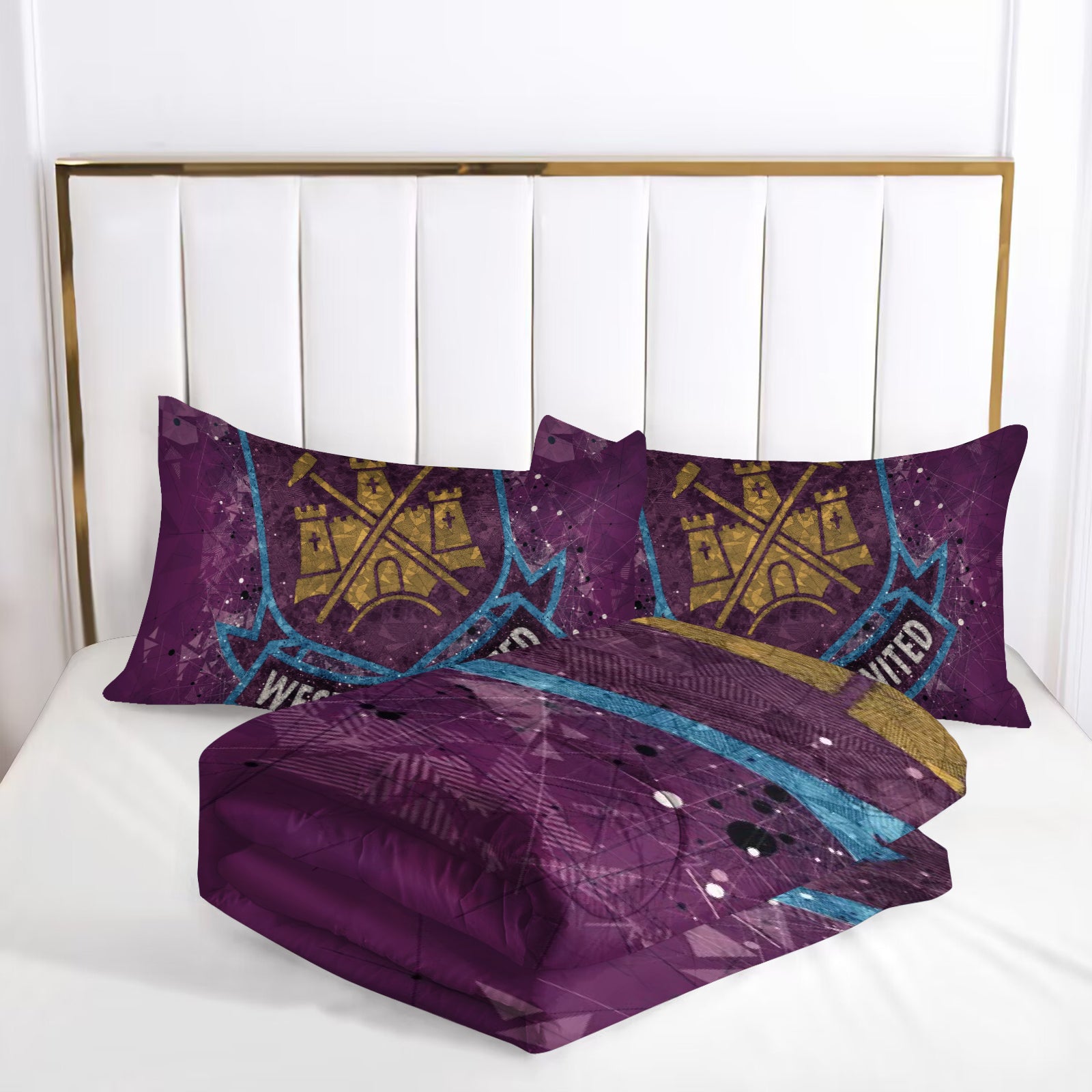 West Ham United Soccer Comforter Pillowcase Sets Blanket All Season Reversible Quilted Duvet