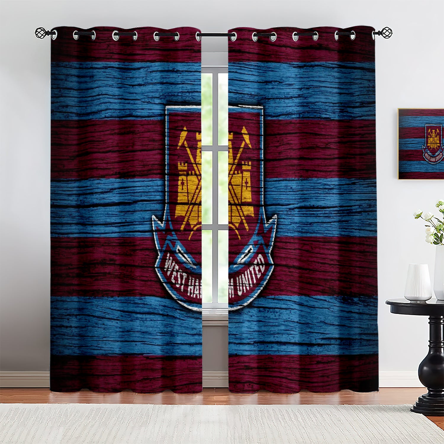 West Ham United Soccer Blackout Curtains Drapes for Window Treatment Set