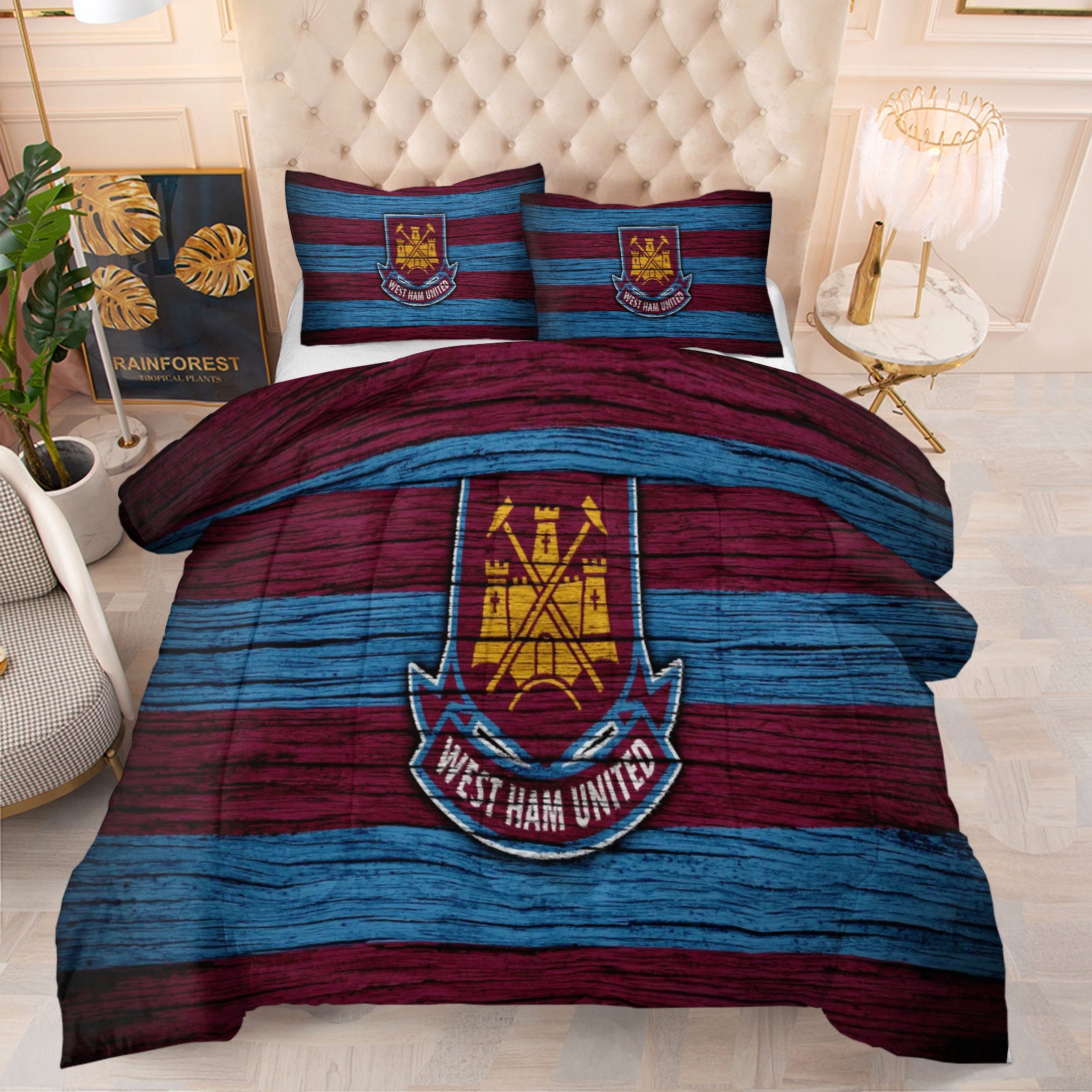 West Ham United Soccer Comforter Pillowcase Sets Blanket All Season Reversible Quilted Duvet